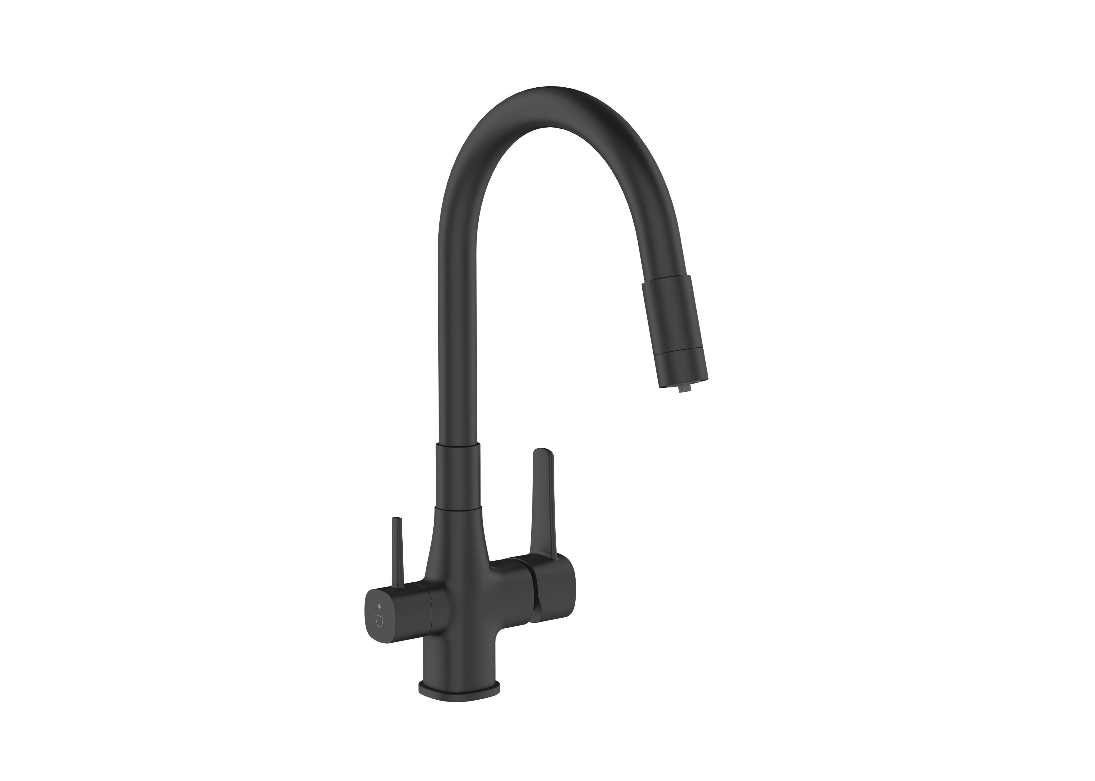 Invena Glamour keukenkraan met filter staand zwart BZ02F04