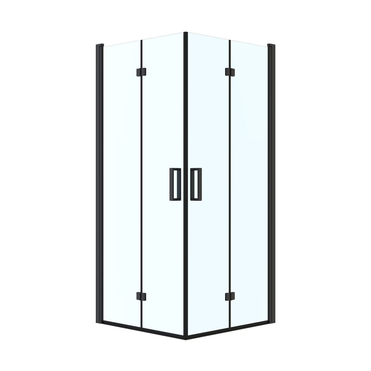 Oltens Byske douchecabine 80x80 cm vierkant zwart mat/helder glas 20001300
