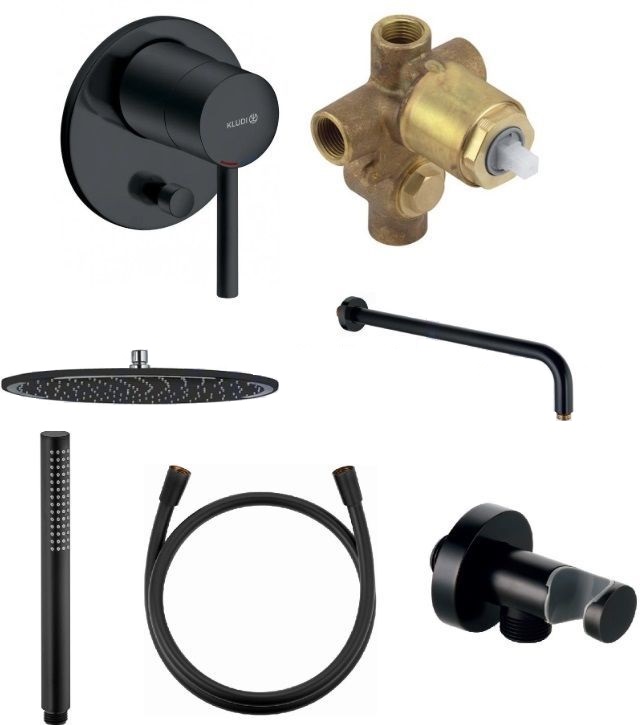 Set regendouche Kludi A-QA 6433087-00, bad- en douchekraan Kludi Bozz 387163976, 38624N, 6651439-00, 3912039-00, 6107139-00, 6054739-00