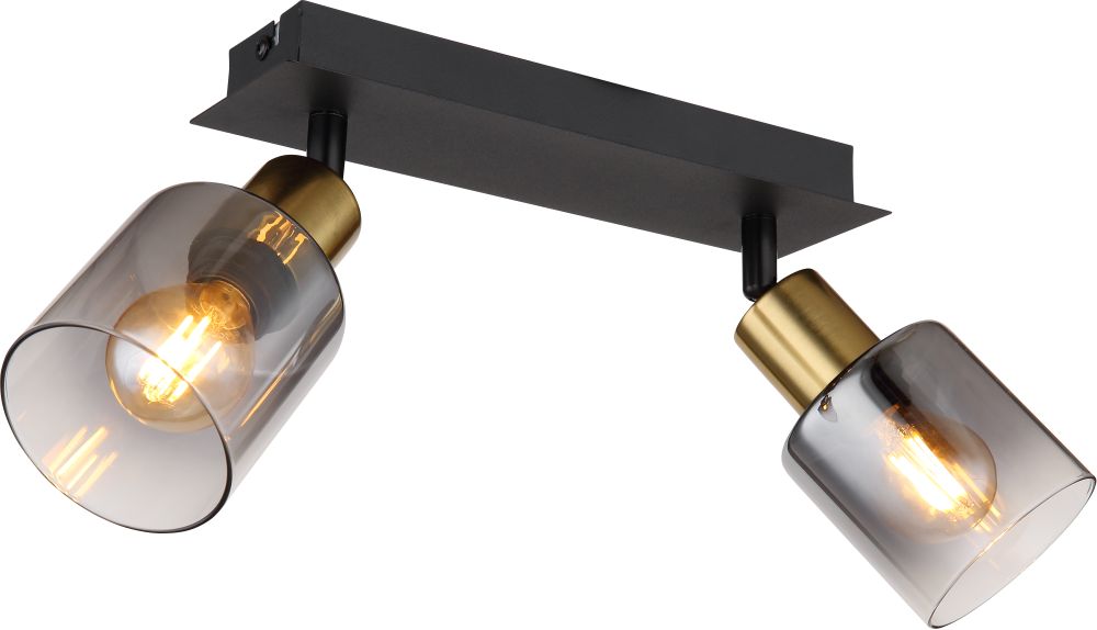 Globo Lighting Hollys plafondlamp 2x40 W zwart-gouden 54310-2