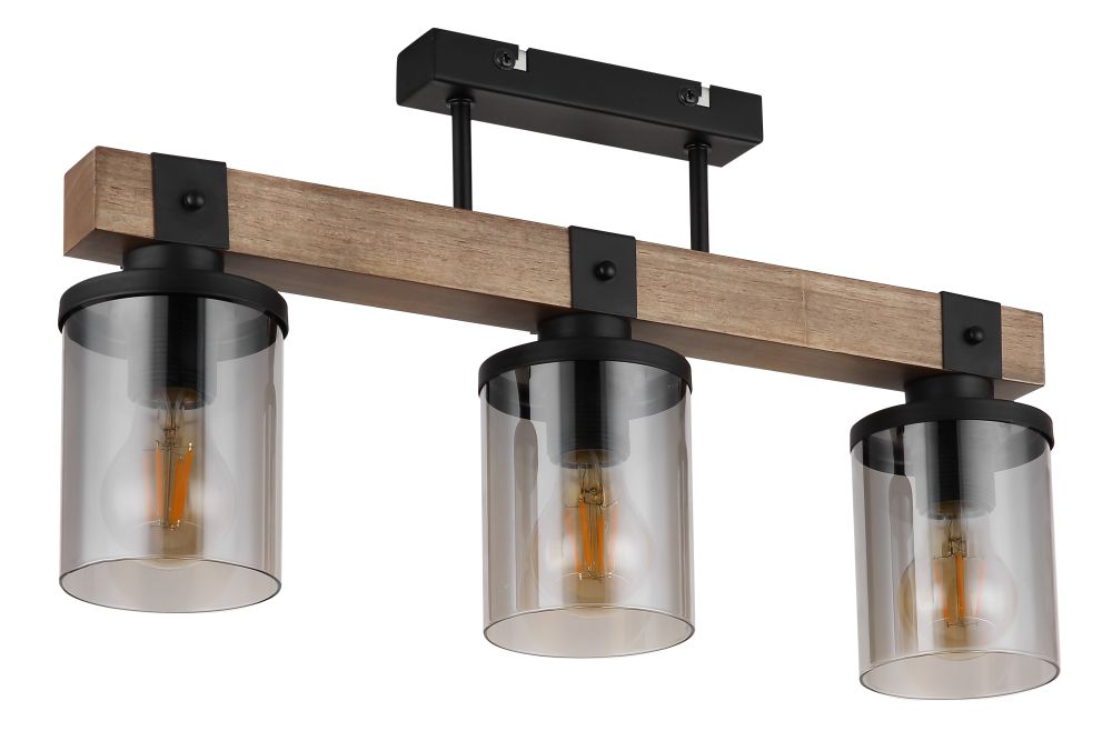 Globo Lighting Lila plafondlamp 3x60 W zwart-bedampt-hout 15555-3D