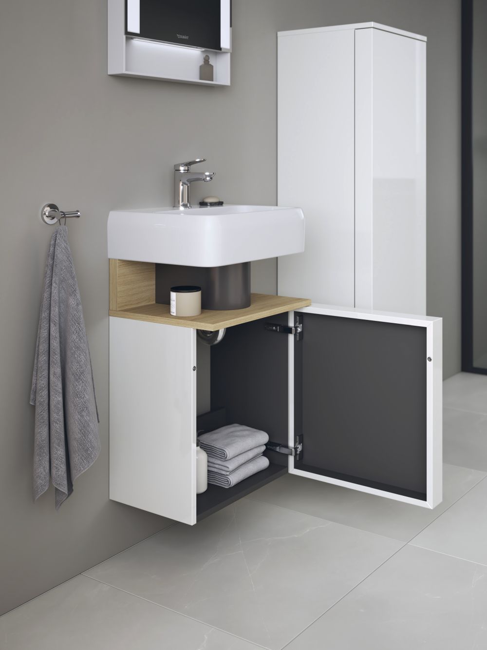 Duravit Qatego kast 44x35x64.5 cm hangend onder de wastafel wit-hout QA4076L30220000