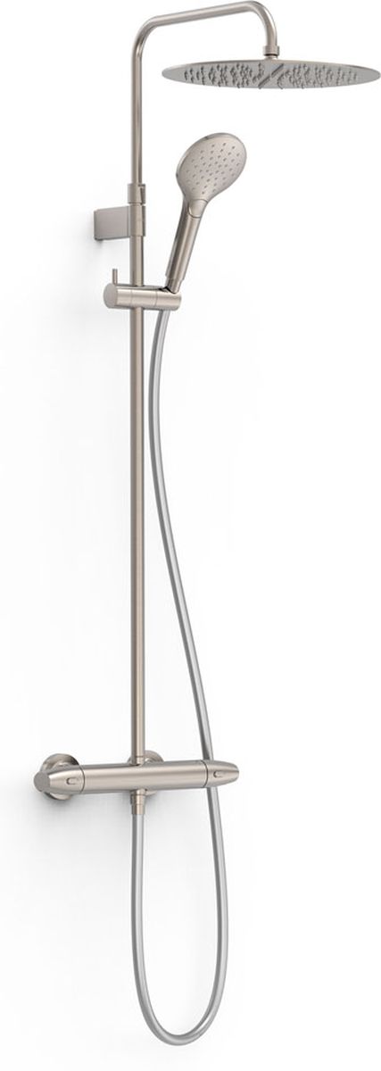 Tres Over-Wall doucheset wand met thermostaat met regendouche staal 19038705AC