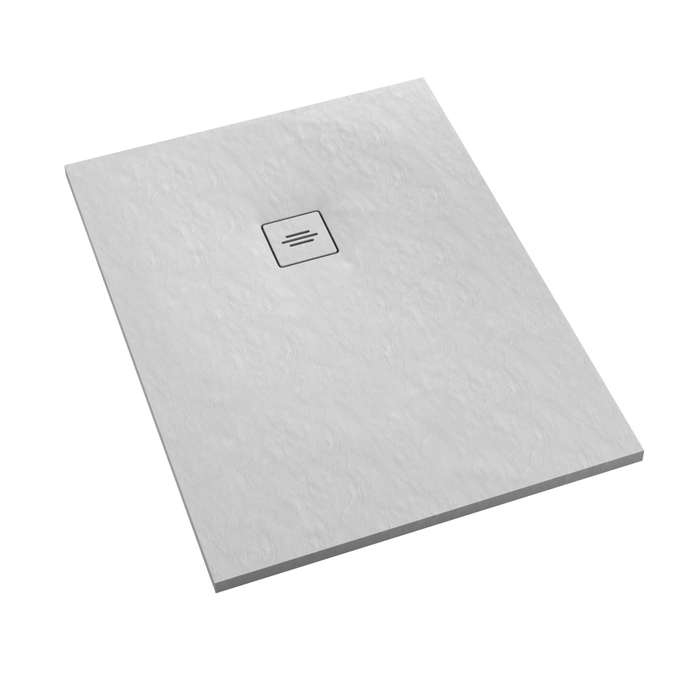 Schedline Protos White Stone rechthoekige douchebak + afdekrooster 100x90 cm wit 3SP.P1P-90100/B/ST-M1/B/ST