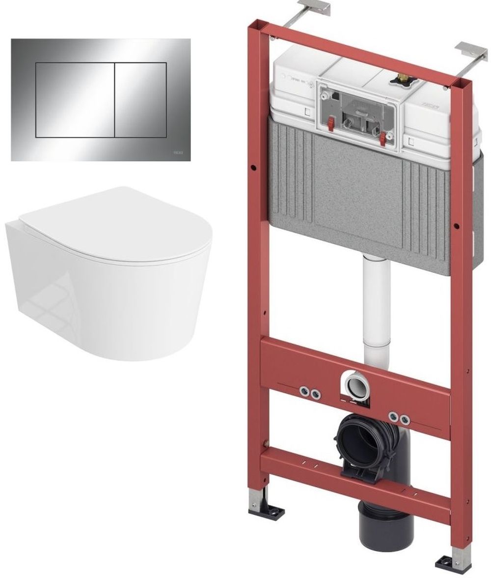 Set toiletpot met softclose toiletbril LaVita Loso 5908211492469, inbouwframe Tece Base 9400407, 9.240.401
