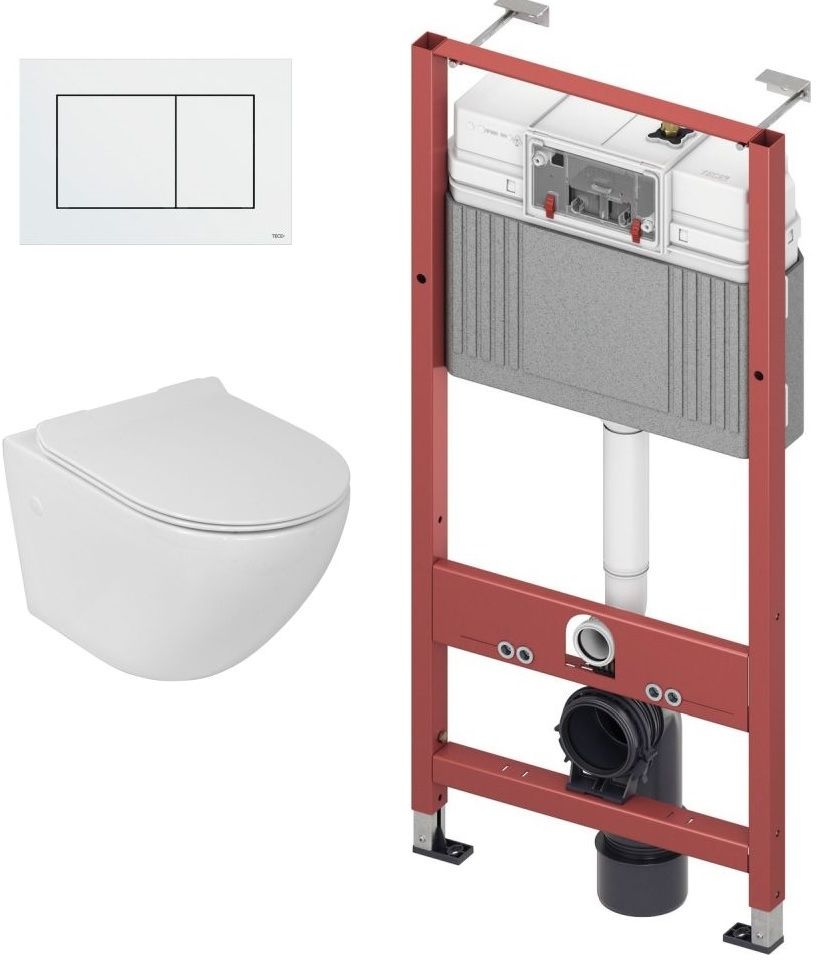Set inbouwframe Tece Base 9400407, toiletpot met softclose toiletbril LaVita Sofi Slim 5908211401461, 9.240.400