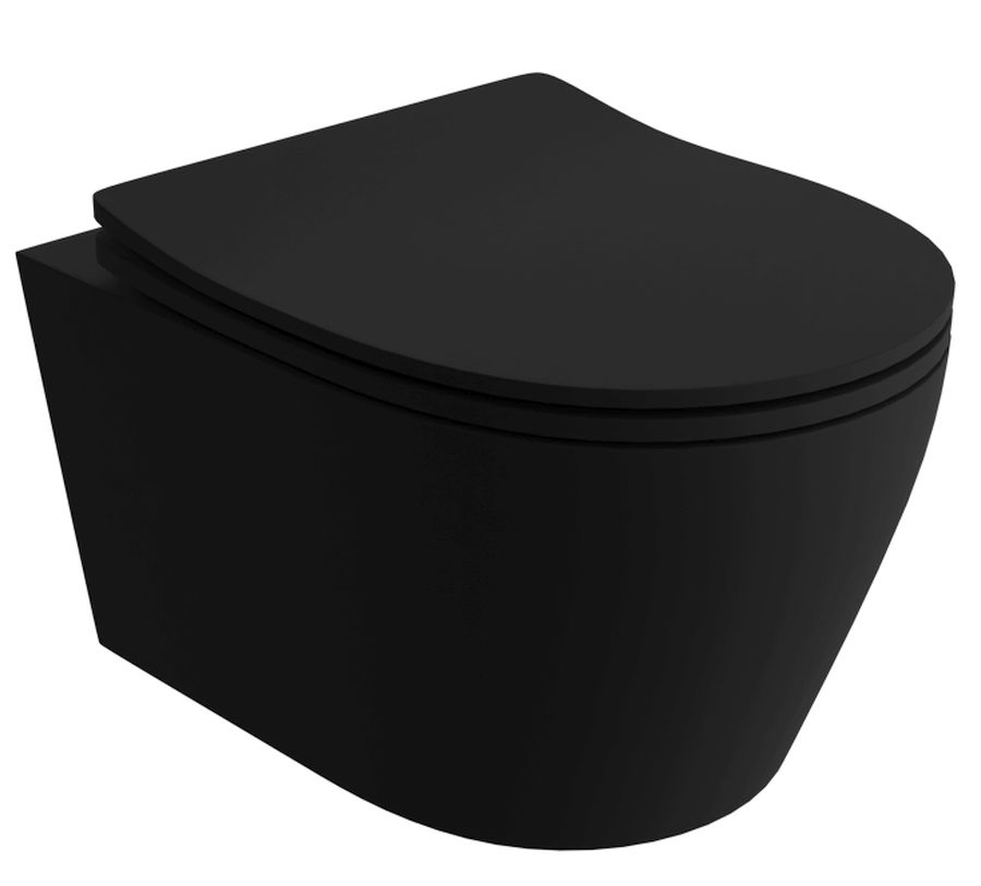 LaVita Praia toiletpot met softclose toiletbril hangend zonder kraag zwart mat 5900378335207