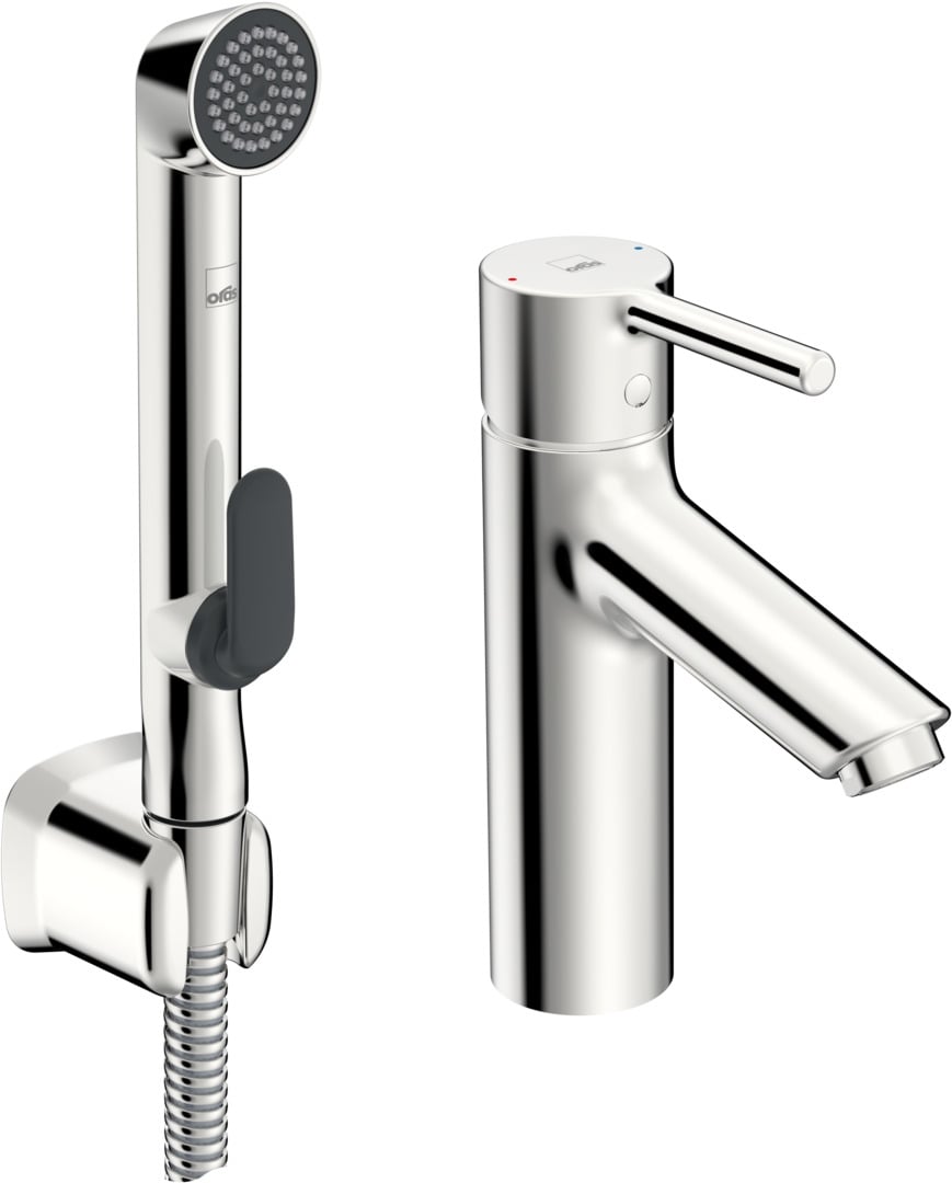 Oras Optima wastafelkraan met bidet douchekop staand chroom 2606AF-105