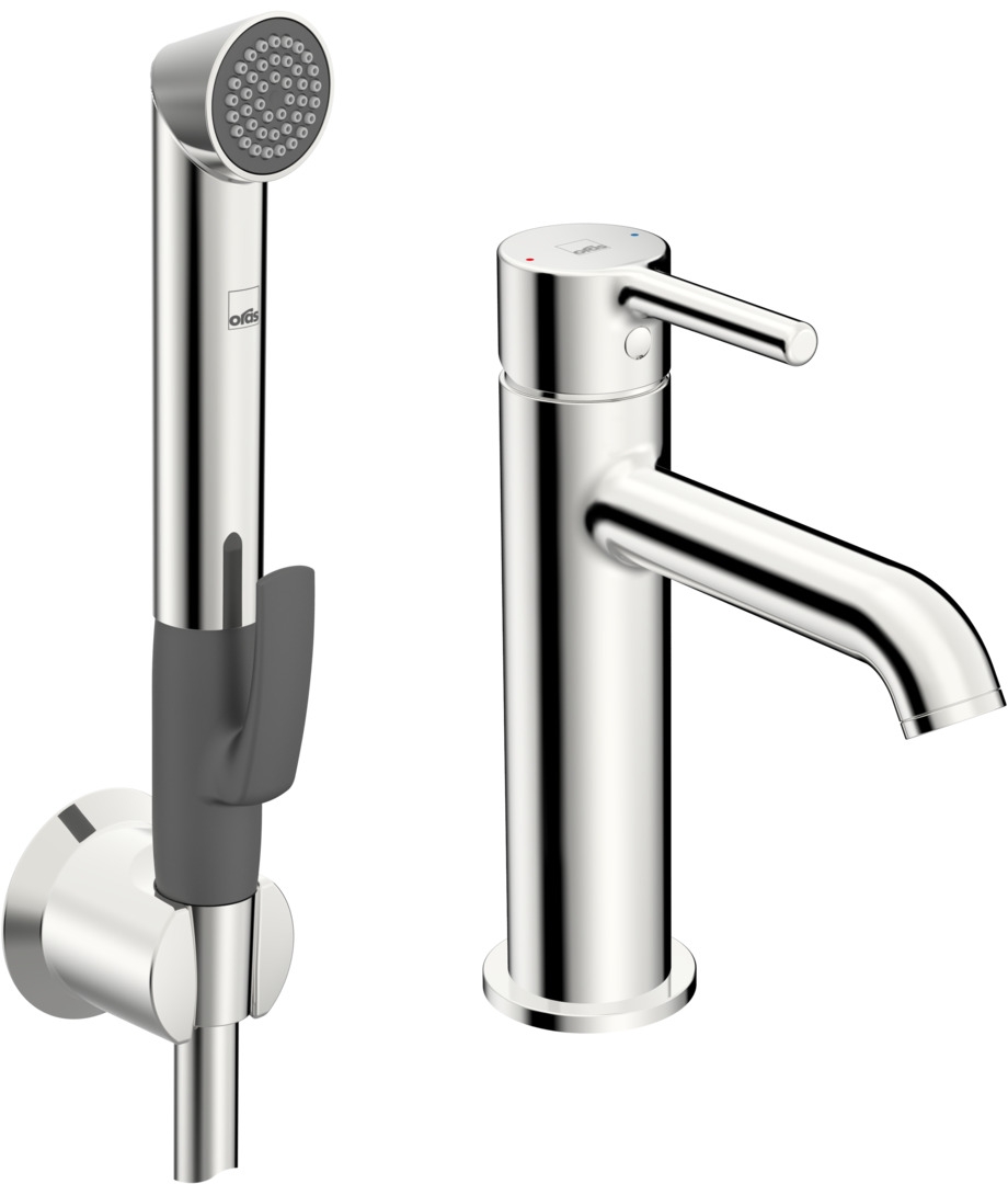 Oras Optima Style wastafelkraan met bidet douchekop staand chroom 2606FH