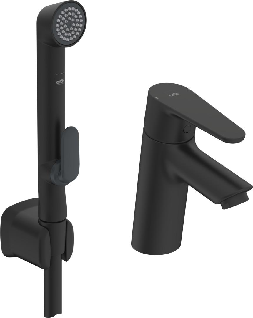 Oras Optima wastafelkraan met bidet douchekop staand zwart 2612F-33