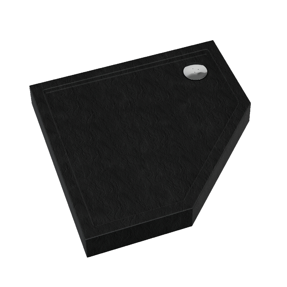 Schedline Cameron Black Stone vijfhoekige douchebak 90x90 cm zwart 3ST.C1PK-9090/C/ST