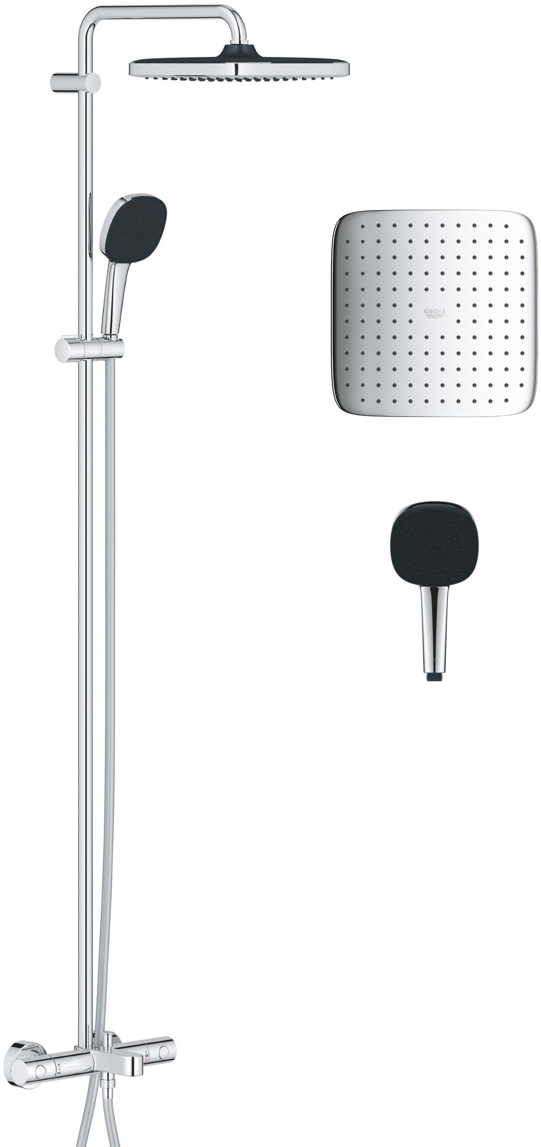 Grohe Vitalio Comfort bad- en doucheset wand met thermostaat met regendouche StarLight Chrome 26984001
