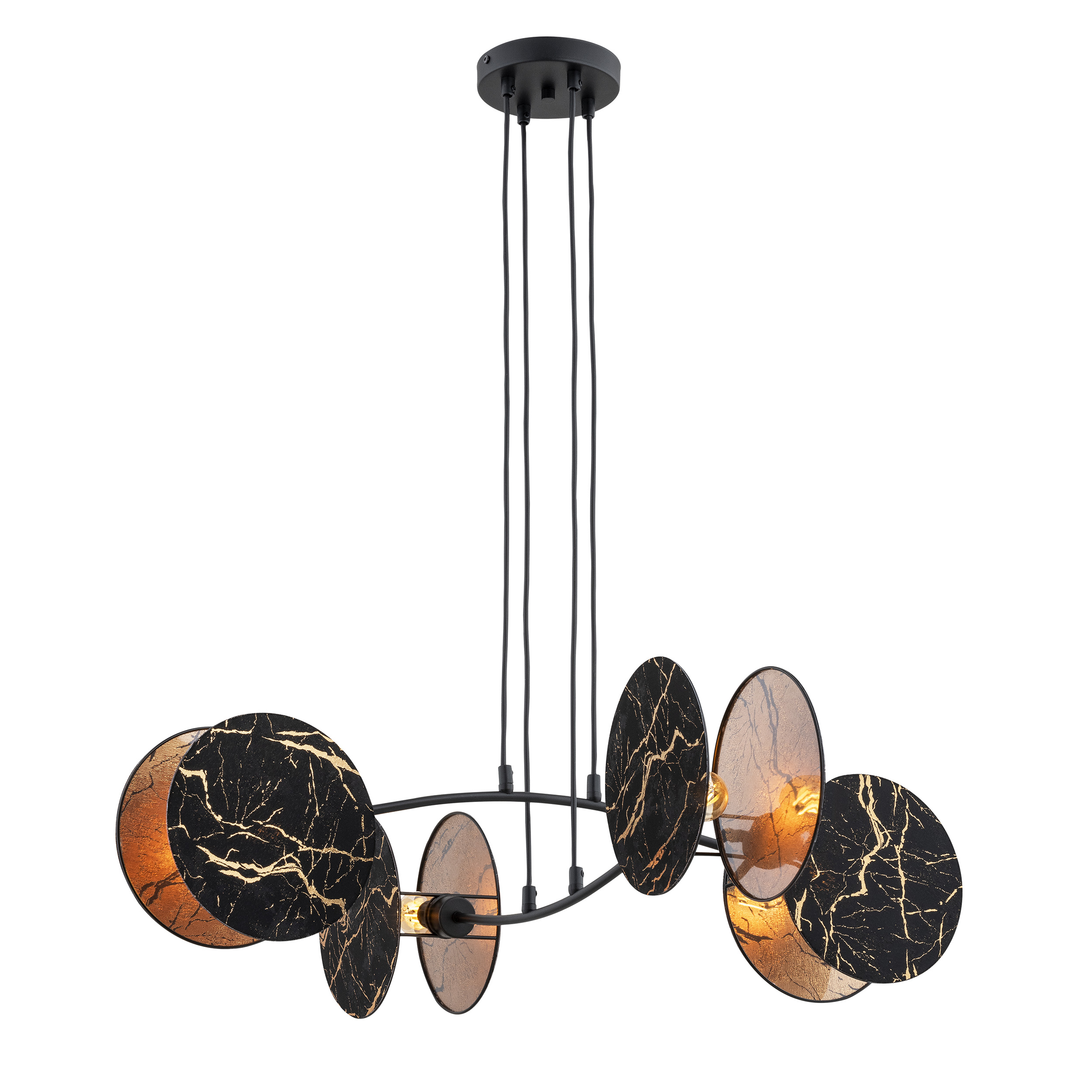 Emibig Motif hanglamp 4x10 W zwart-gouden 1327/4