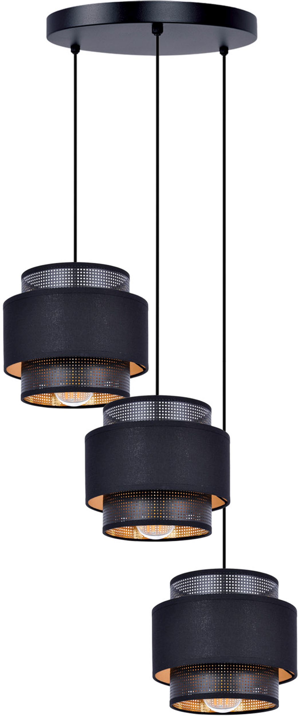 Kaja Amos hanglamp 3x40 W zwart-gouden K-5282