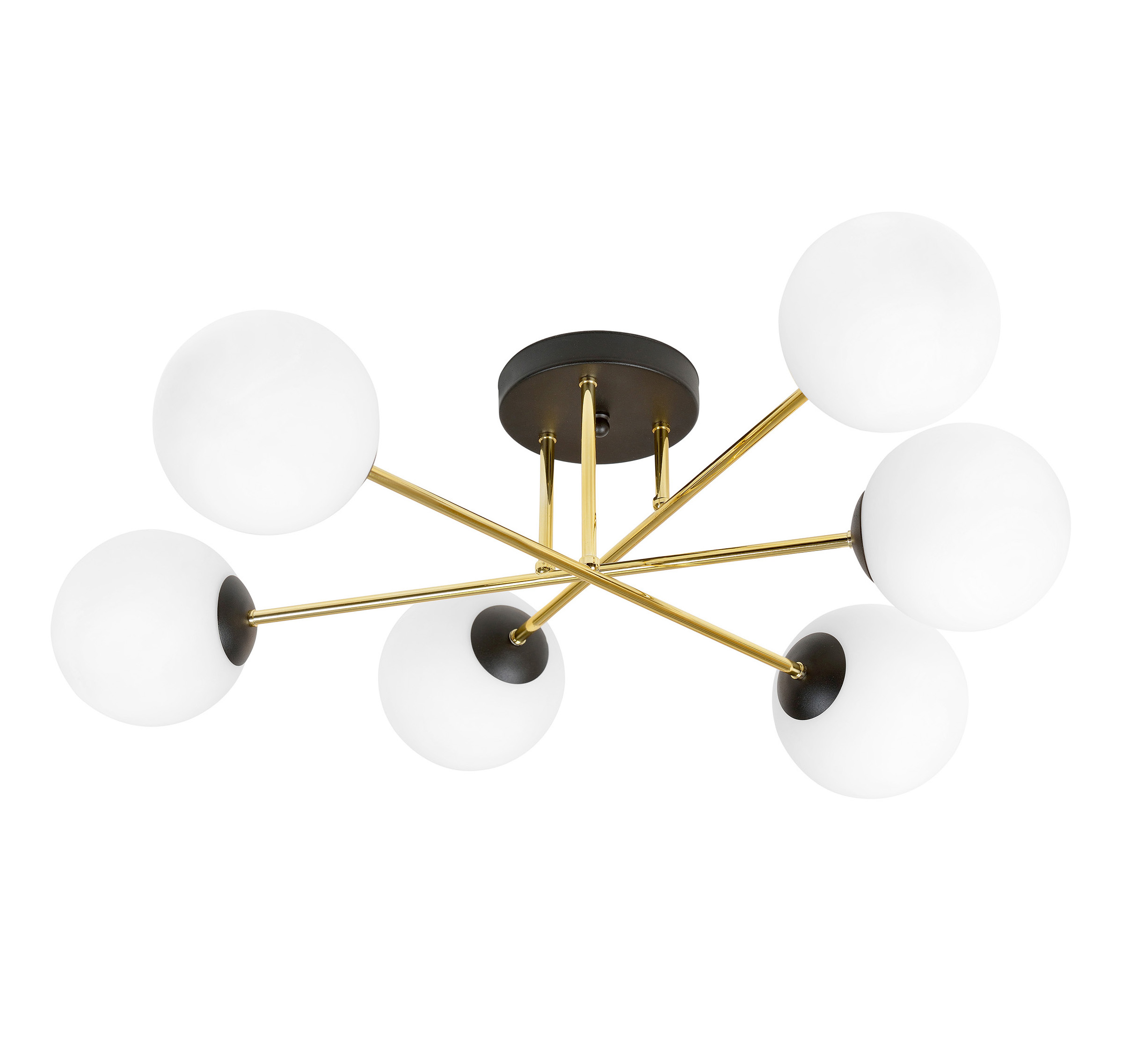 Emibig Magnum plafondlamp 6x10 W zwart-gouden 1233/6