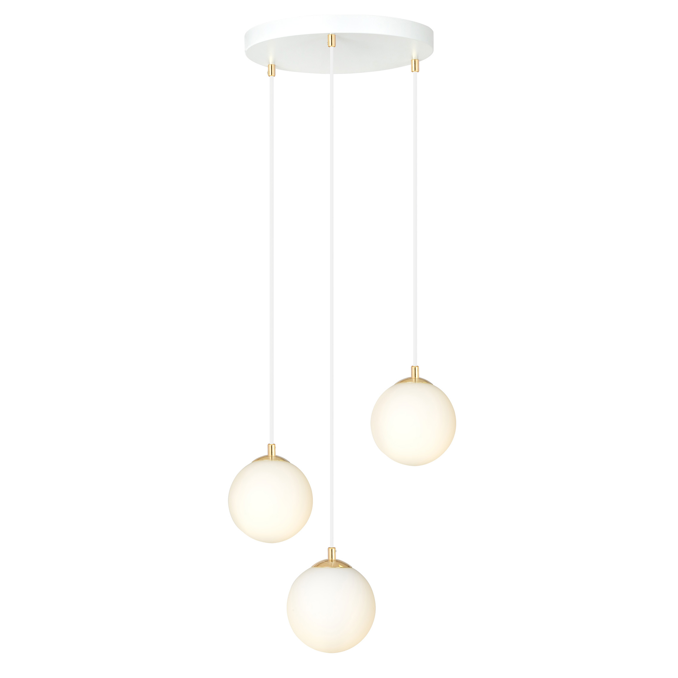 Emibig Royal hanglamp 3x10 W wit-gouden 1244/3