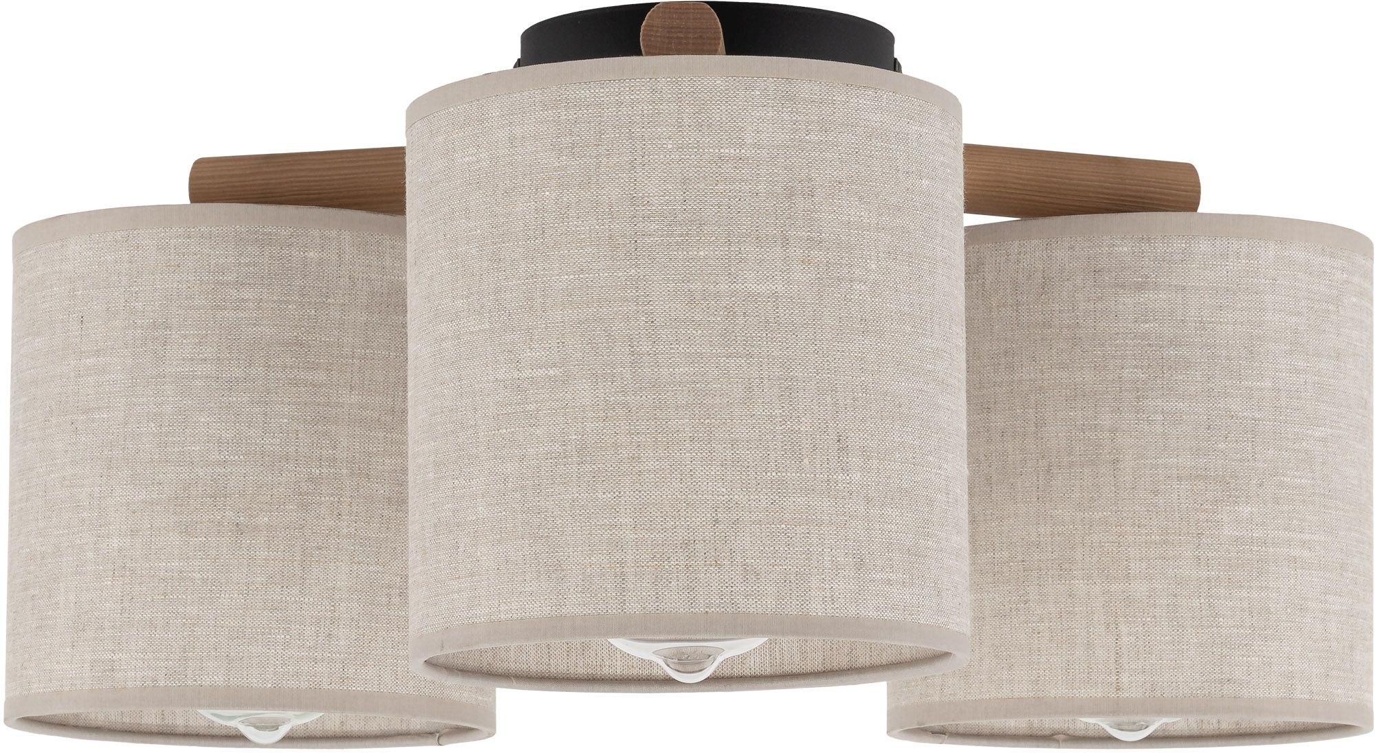 TK Lighting Deva Nature plafondlamp 3x15 W zwart-grijs-hout 6865