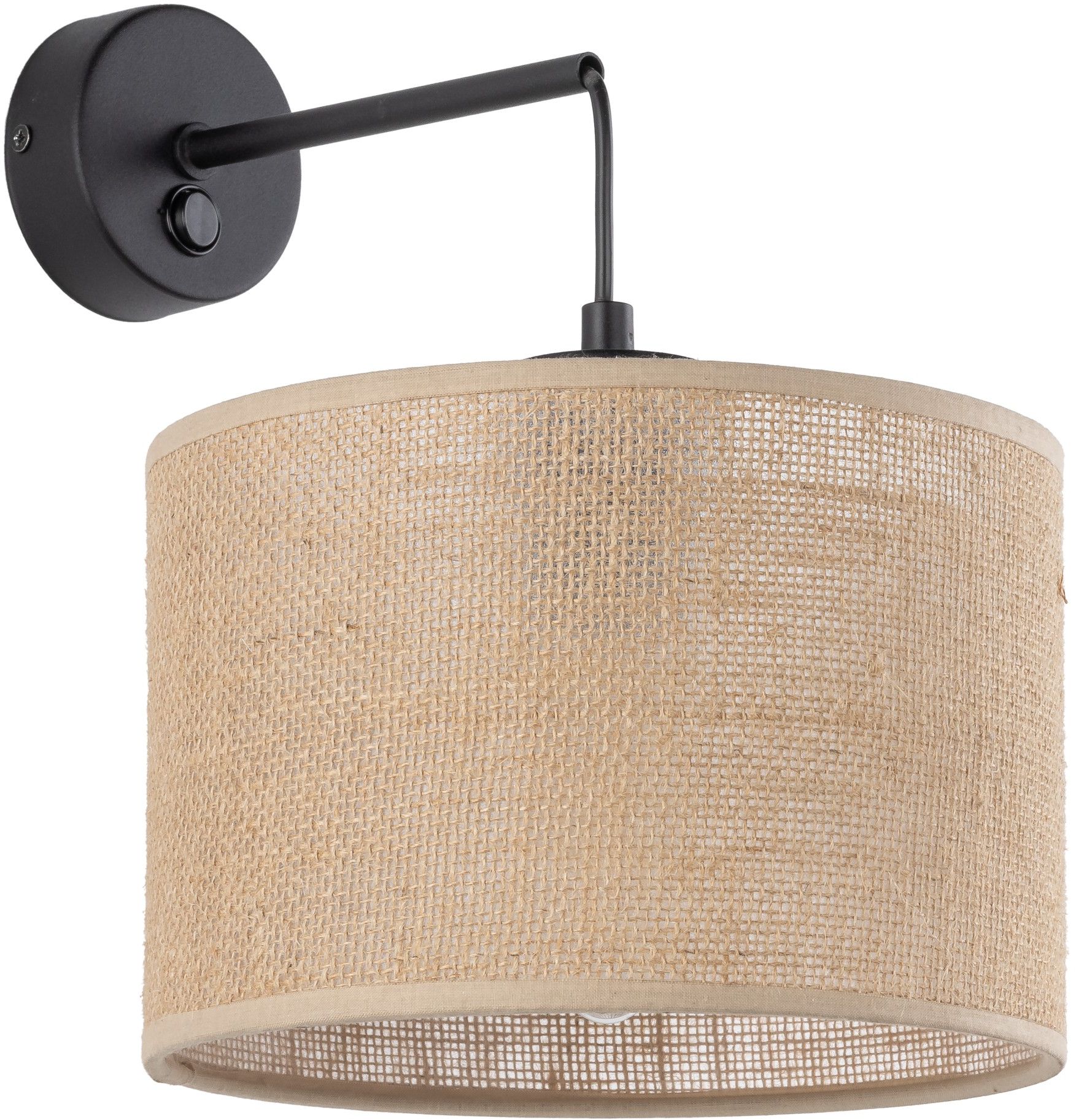 TK Lighting Juta wandlamp 1x15 W zwart-beige 6858