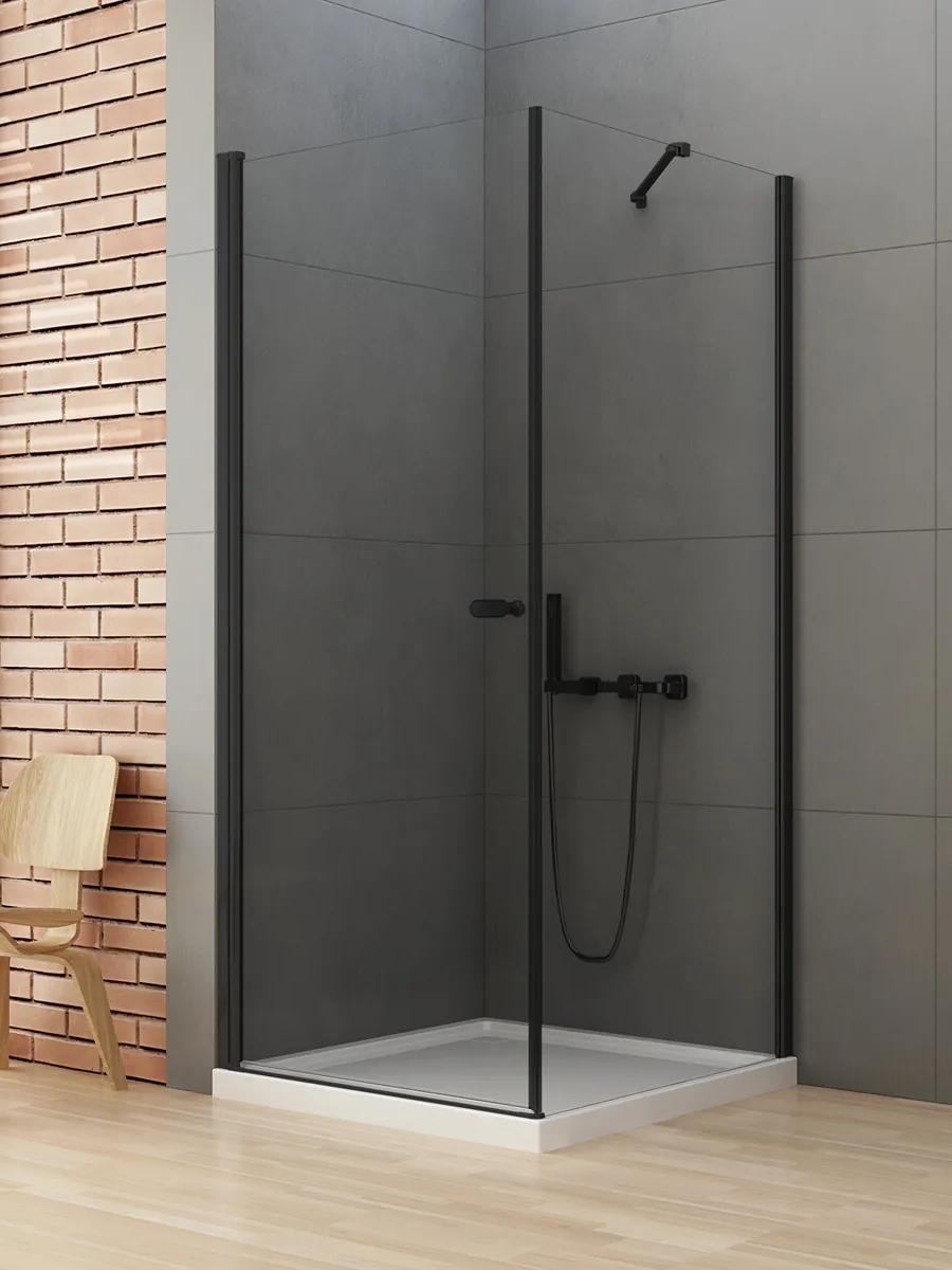 New Trendy New Soleo Black douchecabine 100x90 cm rechthoekig zwart mat/helder glas D-0231A/D-0116B