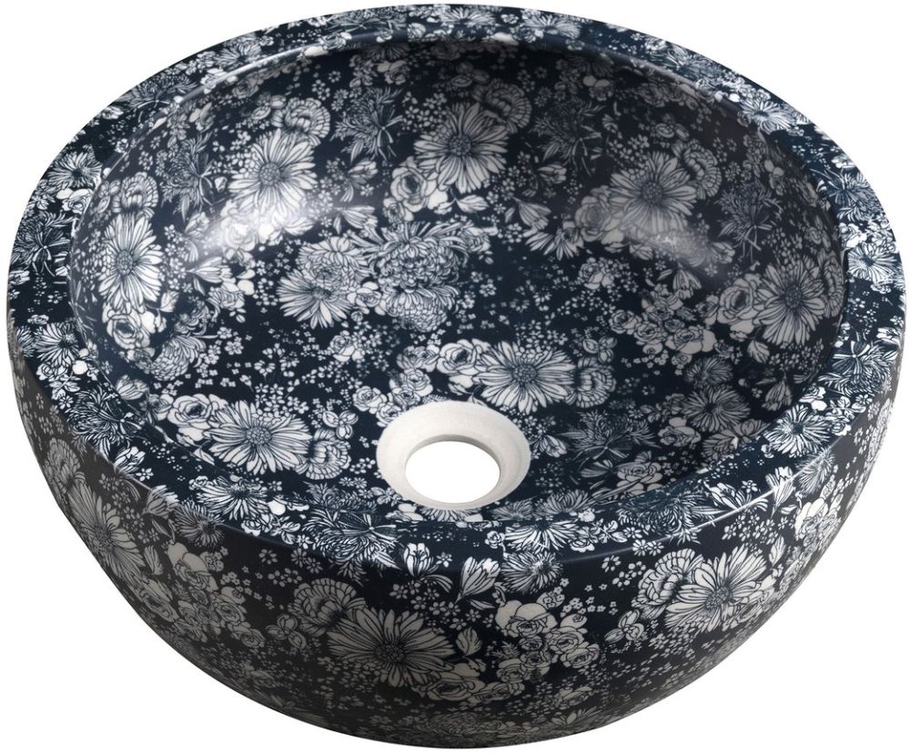 Sapho Priori wastafel 41x41 cm rond opbouw blauw mat PI038