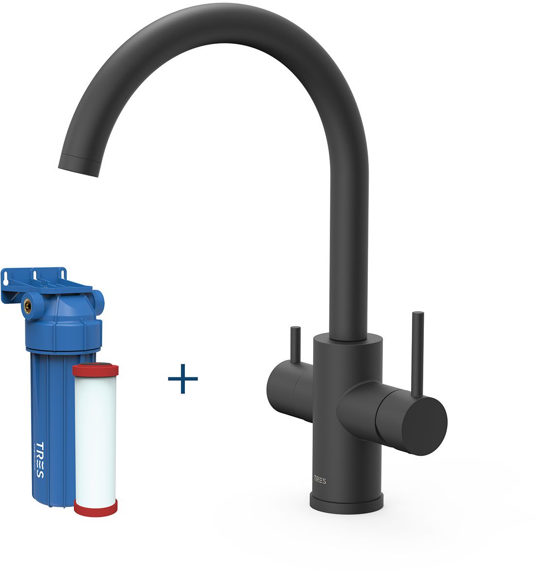 Tres Cocina keukenkraan met filter staand zwart 23045402NM