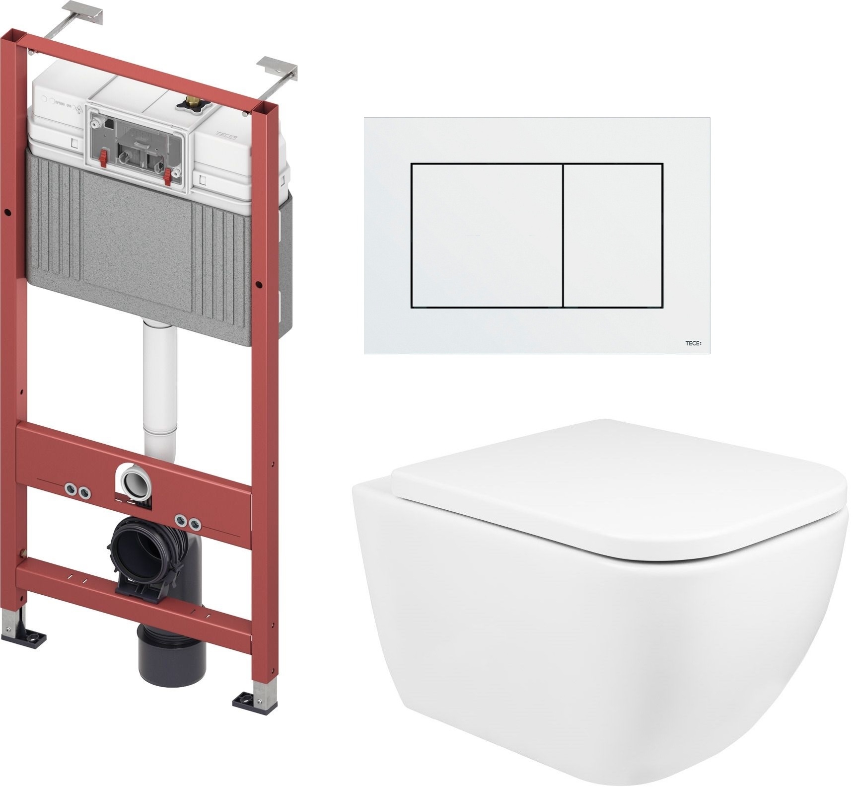 Set toiletpot Oltens Vernal 42502000, inbouwframe Tece Base 9400407, 45104000, 9.240.400