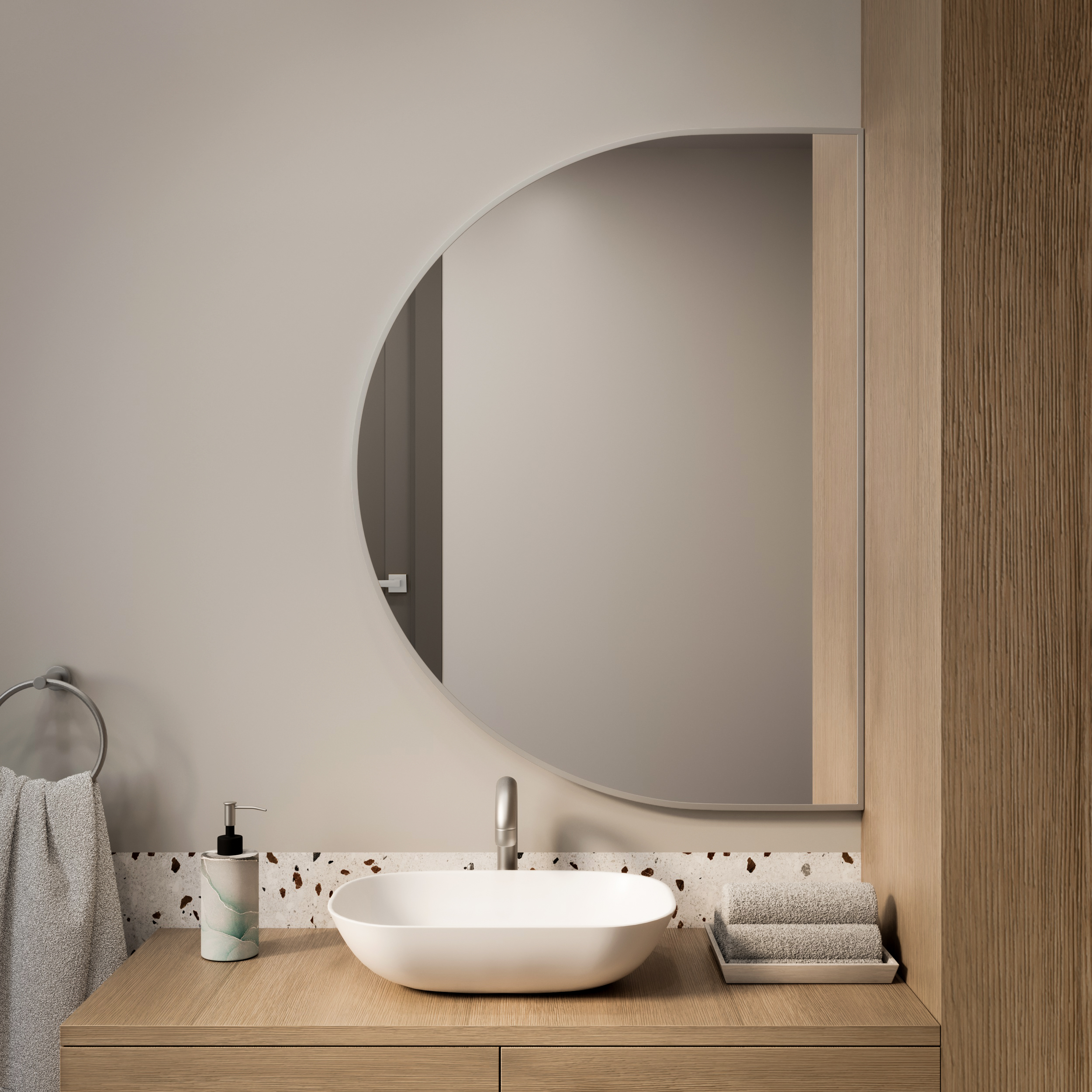 Baltica Design Tiny Border Semi Round spiegel 90x45 cm zilveren 5904107923819