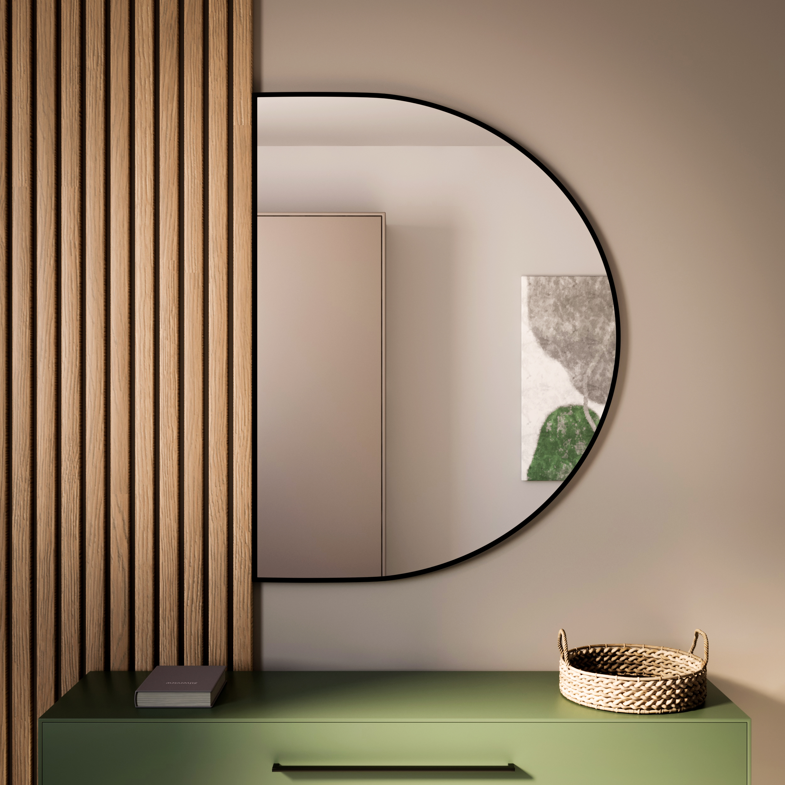 Baltica Design Tiny Border Semi Round spiegel 130x85 cm zwart 5904107923710