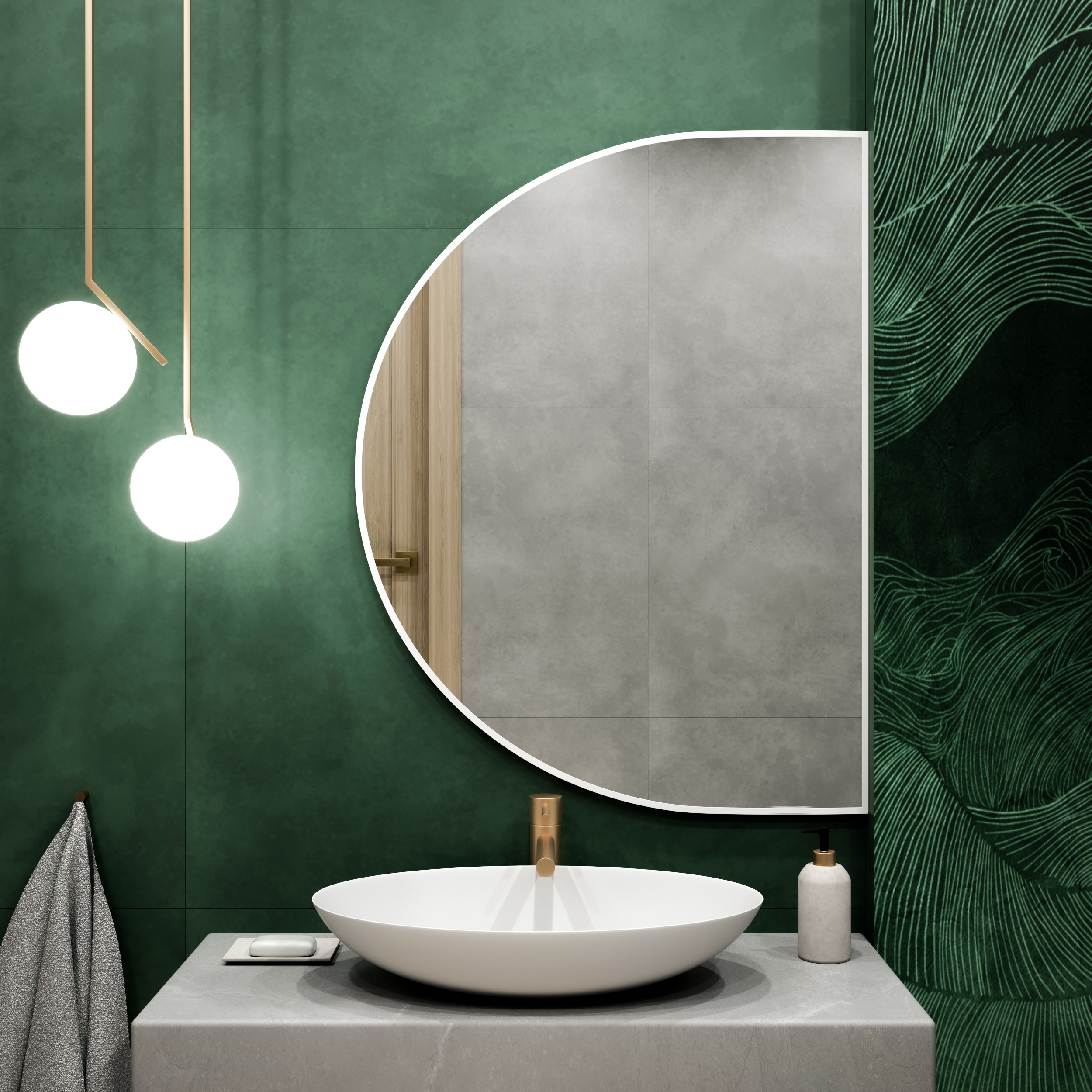 Baltica Design Tiny Border Semi Round spiegel 140x90 cm wit 5904107923505