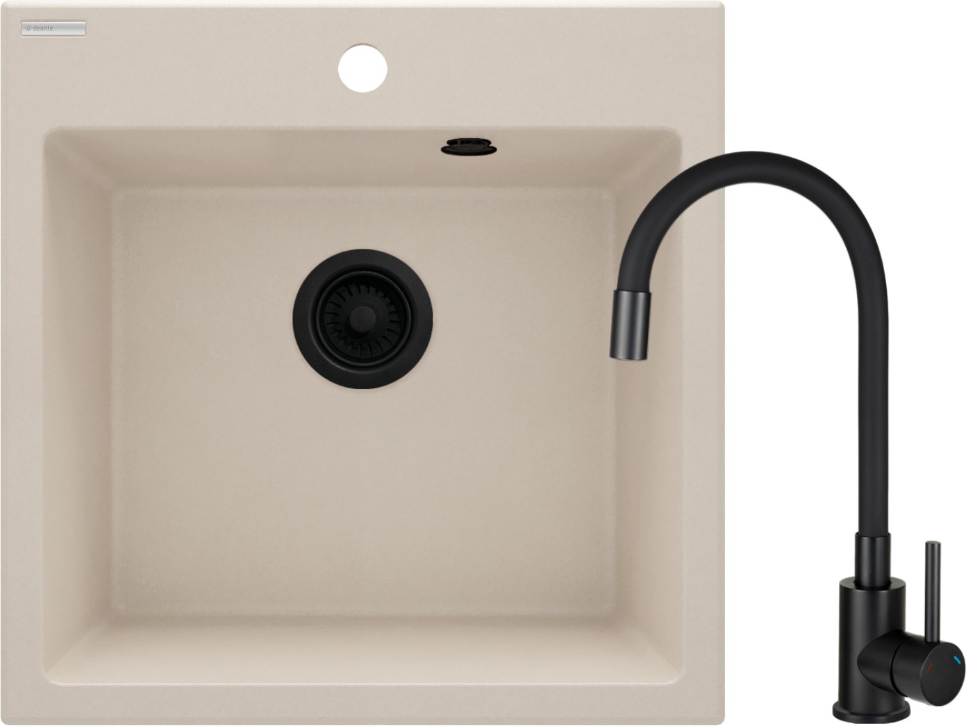 Deante Evora spoelbak met kraan beige/zwart ZQJN5103