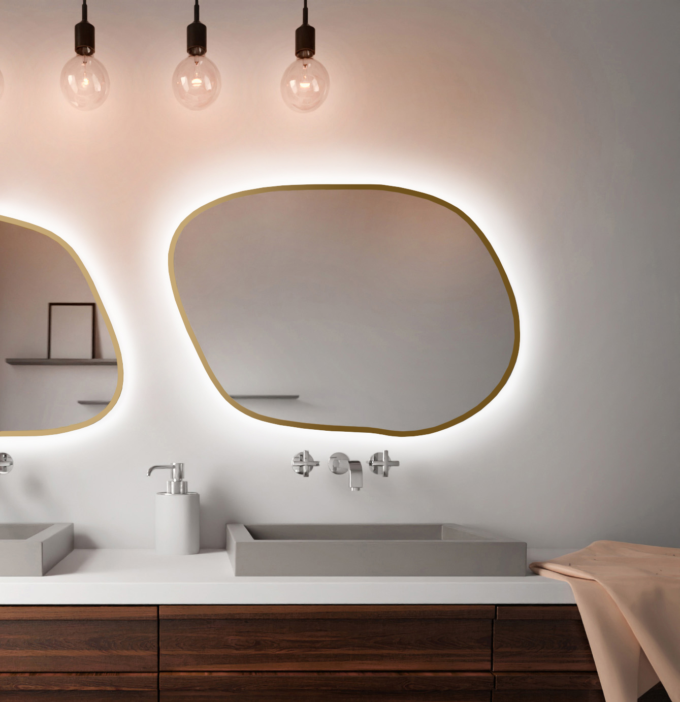 Baltica Design Bright Stain IV spiegel 80x57 cm met verlichting gouden 5904107921280