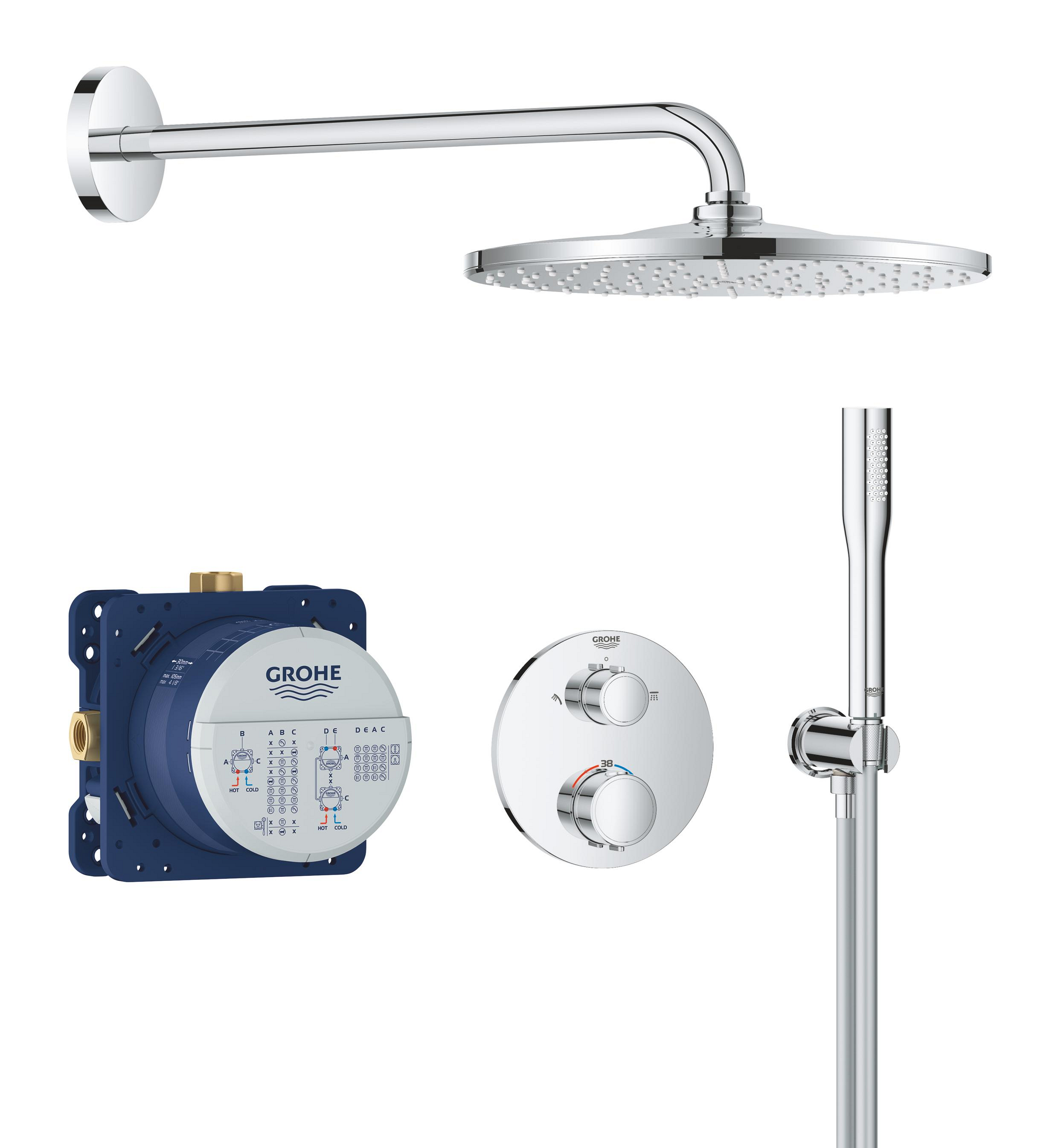 Grohe Vitalio Start doucheset inbouw met thermostaat met regendouche chroom 34880000