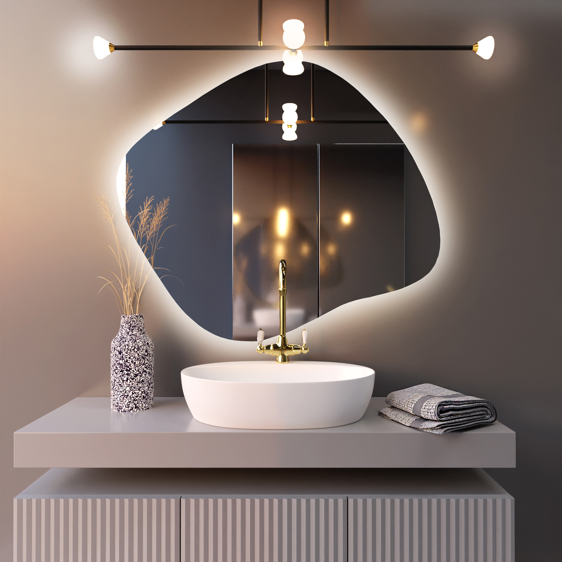 Baltica Design Bright Stain III spiegel 50x43 cm met verlichting 5904107914923