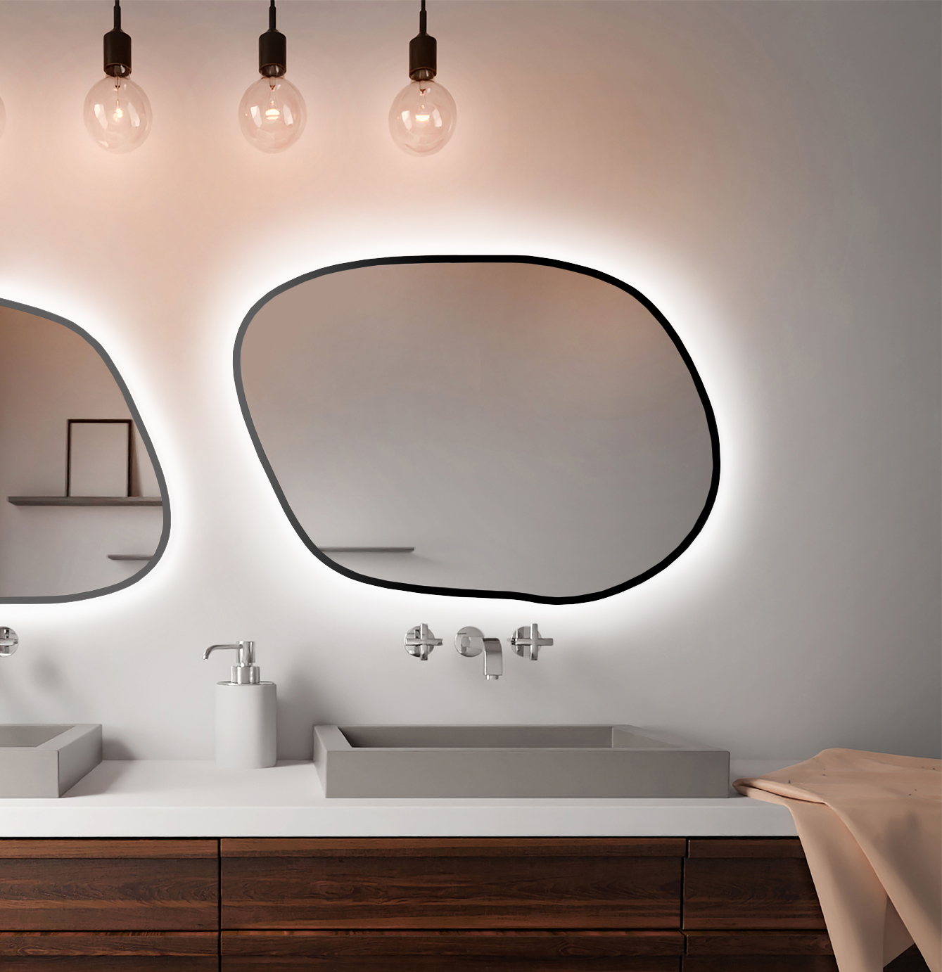 Baltica Design Bright Stain IV spiegel 70x50 cm met verlichting zwart 5904107920917
