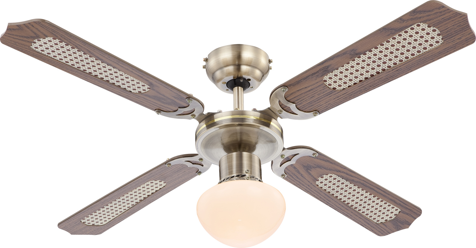 Globo Lighting Champion plafond lamp-ventilator 1x60 W wit-messing-hout 0309