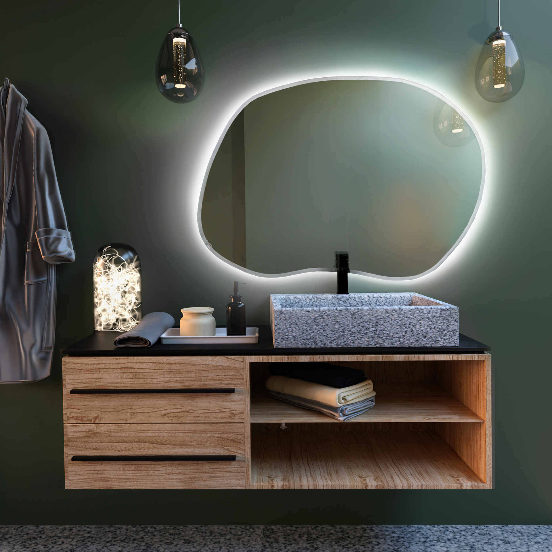 Baltica Design Bright Stain II spiegel 80x57 cm met verlichting wit 5904107919324
