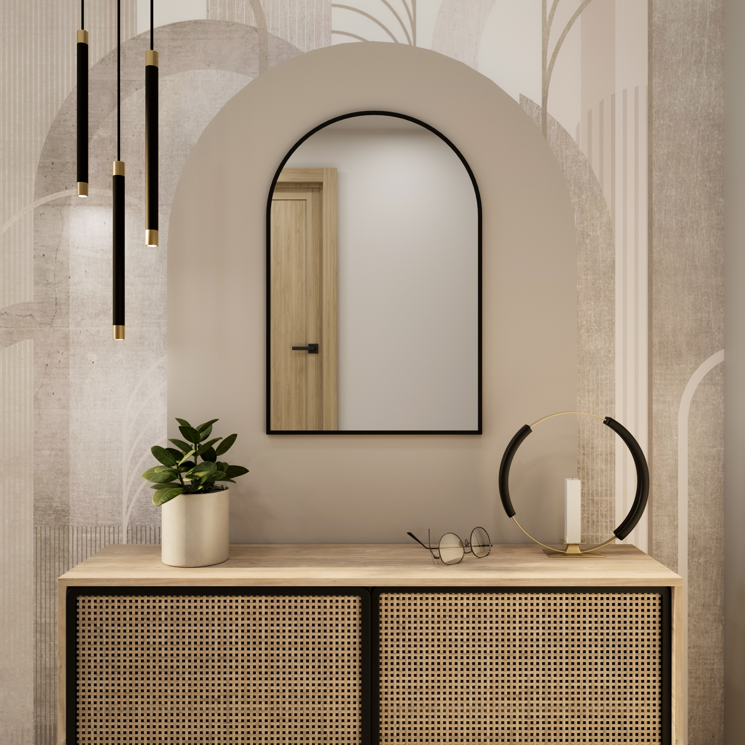Baltica Design Tiny Border Pastille Cut spiegel 60x90 cm zwart 5904107924694
