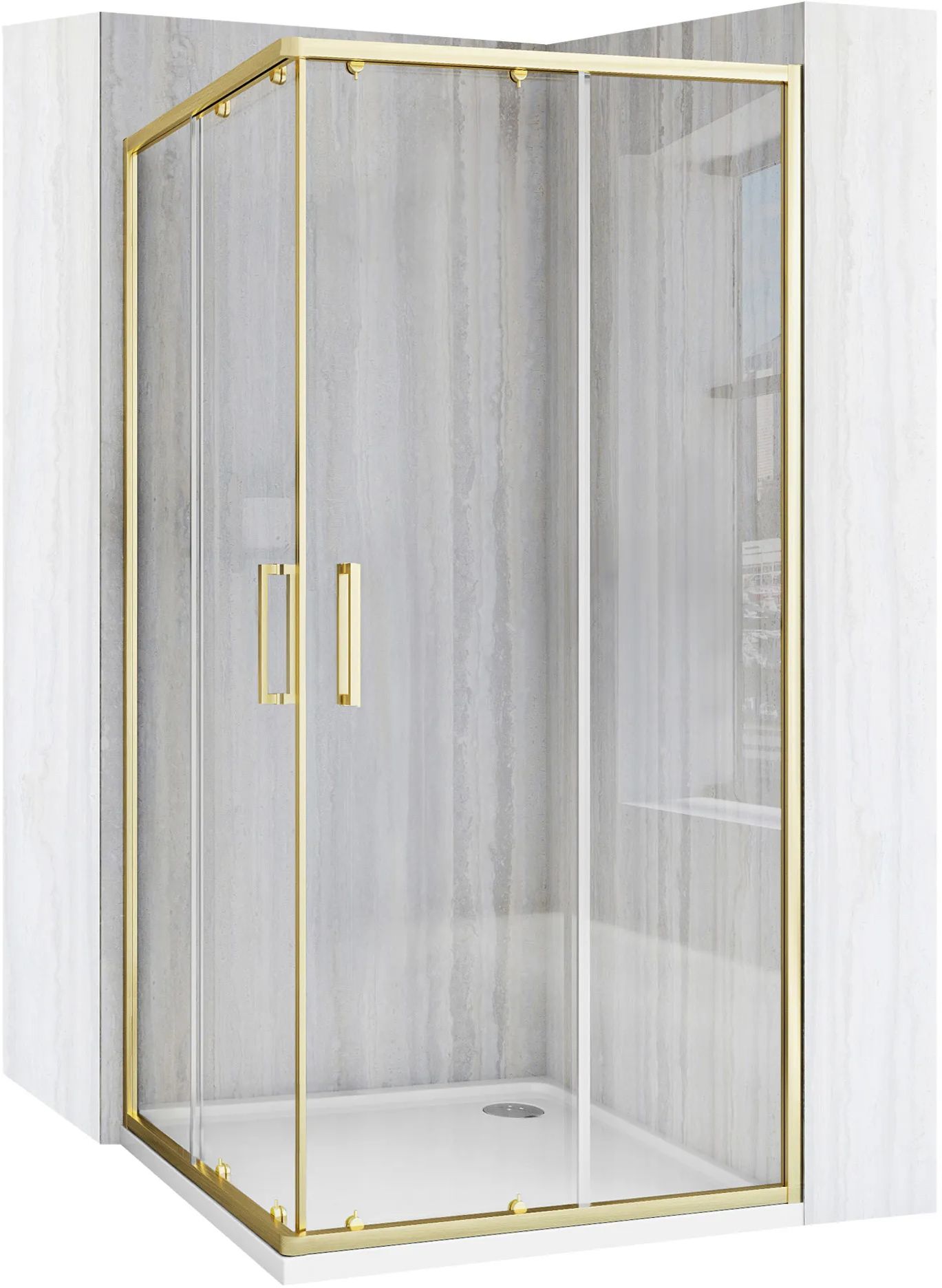 Rea City douchecabine 90x90 cm gouden geborsteld/helder glas REA-K6443