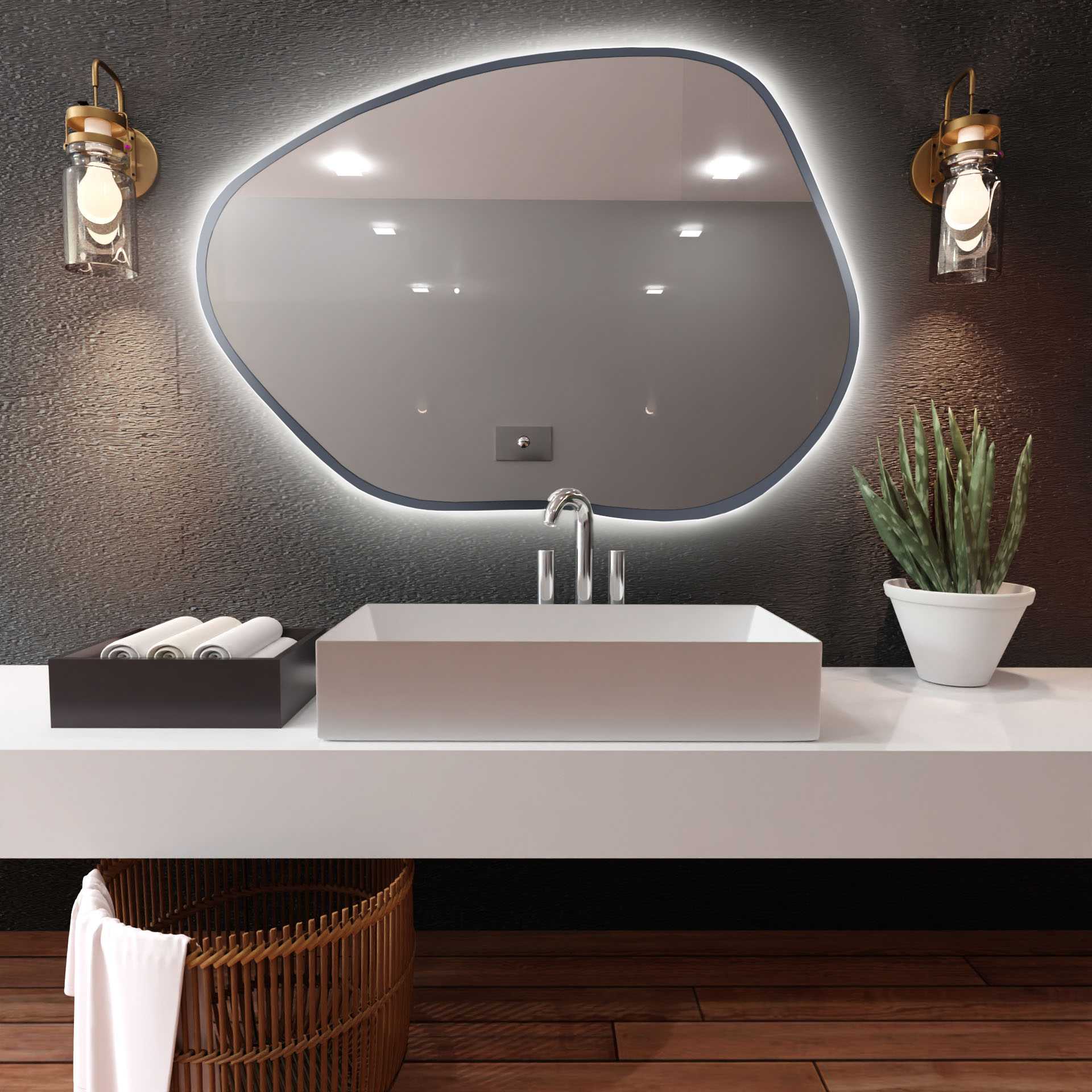Baltica Design Bright Stain I spiegel 50x36 cm met verlichting zilveren 5904107918853