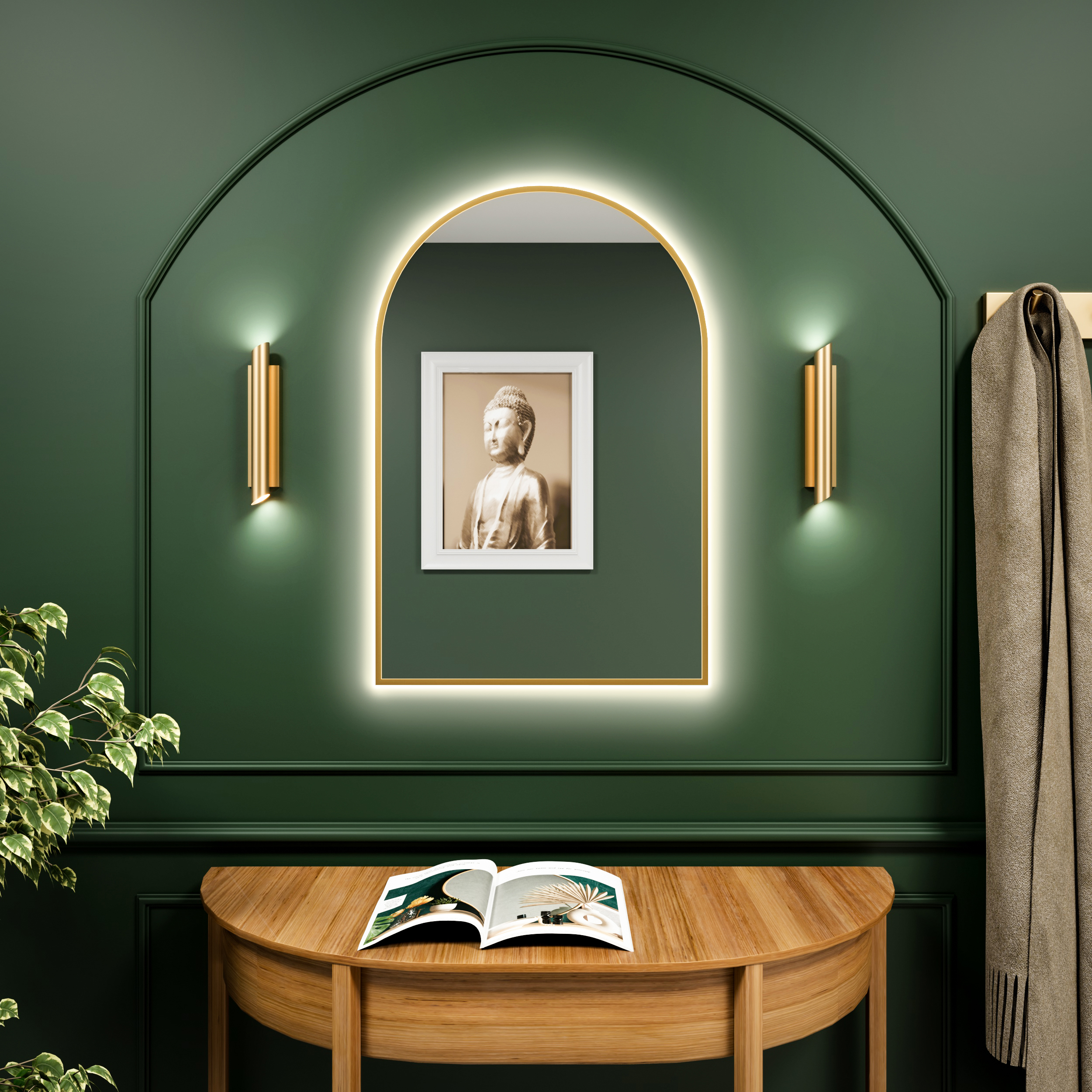 Baltica Design Tiny Border Pastille Cut spiegel 40x60 cm met verlichting gouden 5904107926698