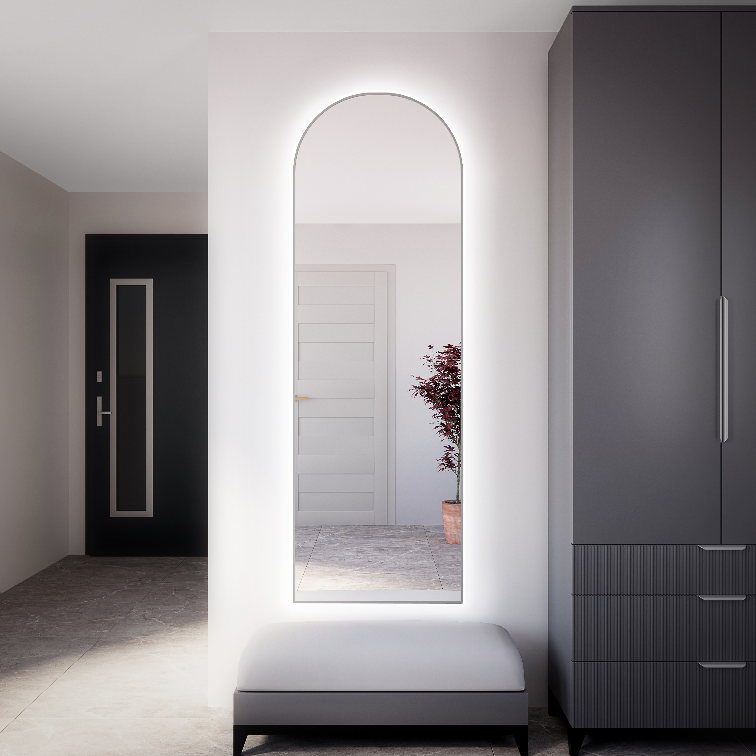 Baltica Design Tiny Border Pastille Cut spiegel 50x160 cm met verlichting zilveren 5904107930190