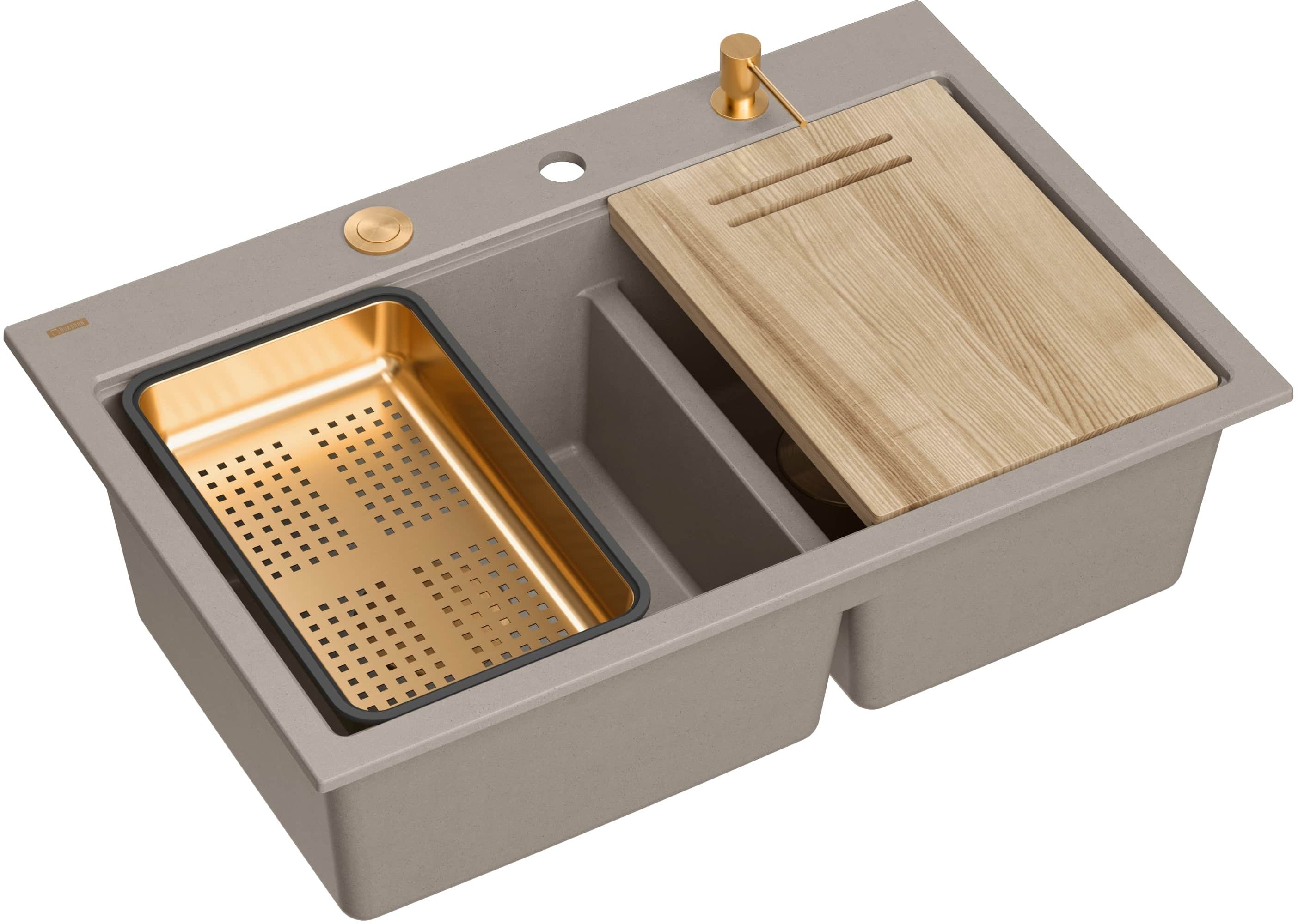 Quadron Marc 120 graniteq spoelbak 76x50 cm beige HQC7650U4_PVDC1