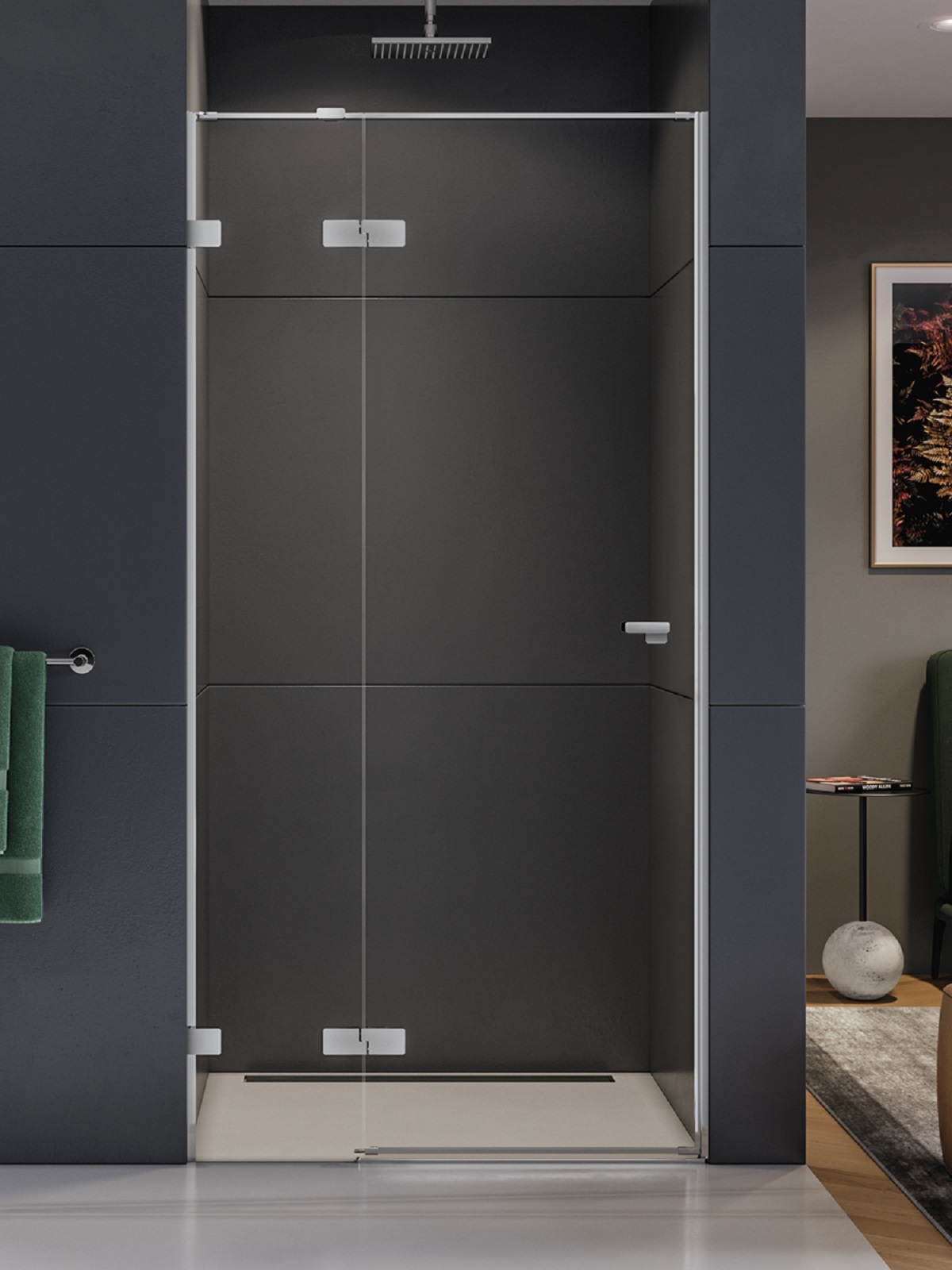 New Trendy Eventa douchedeur 100 cm kantelbaar chroom glans/helder glas EXK-4454