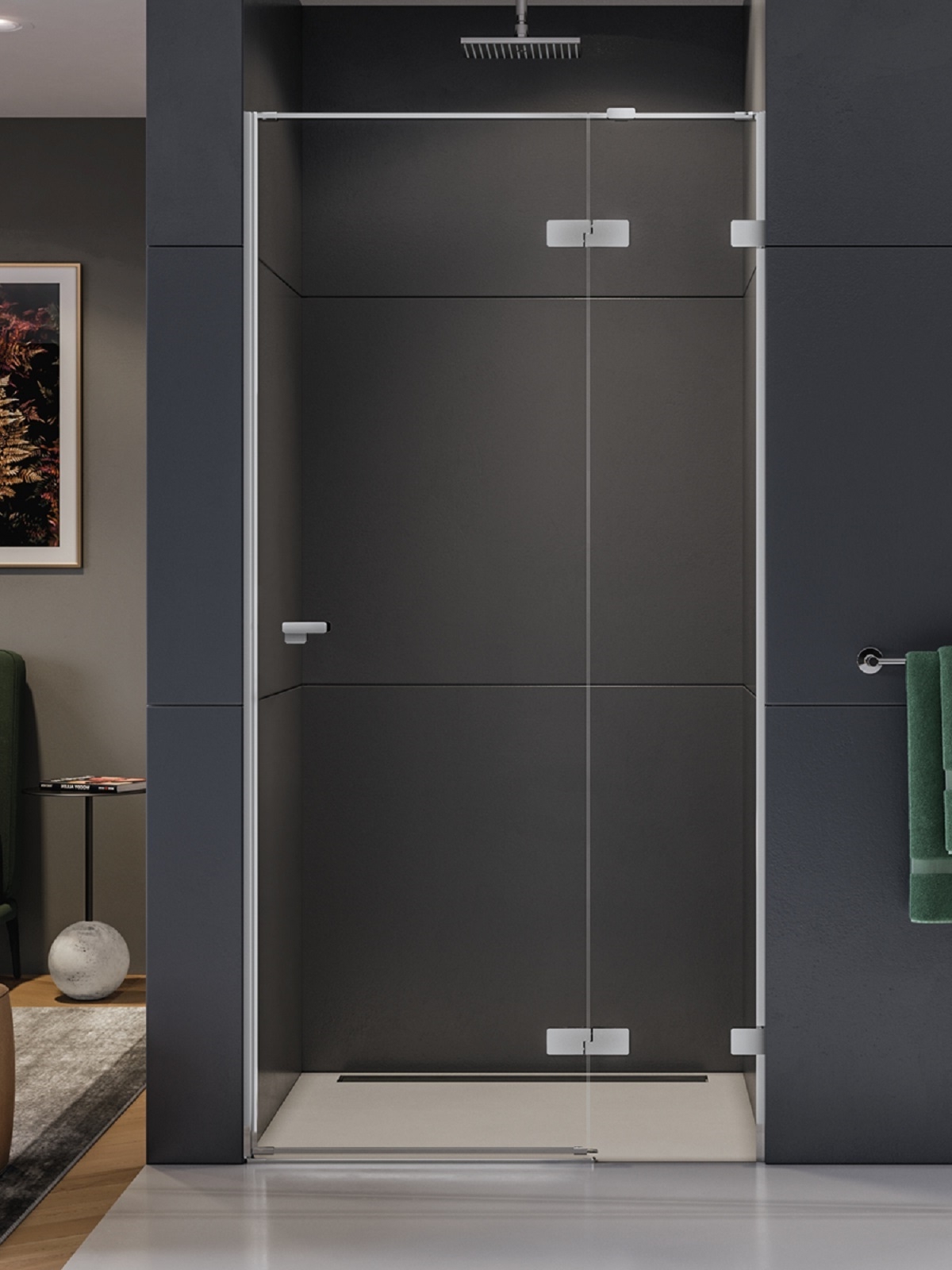 New Trendy Eventa douchedeur 120 cm kantelbaar chroom glans/helder glas EXK-4459