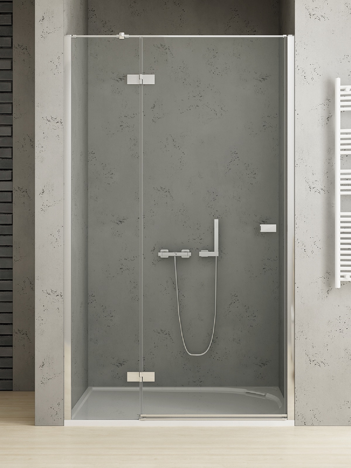 New Trendy Reflexa douchedeur 140 cm kantelbaar chroom glans/helder glas EXK-5069