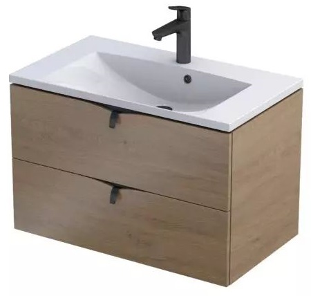Oristo Siena kast 79.6x45.5x50 cm hangend onder de wastafel eik OR45-SD2S-80-78