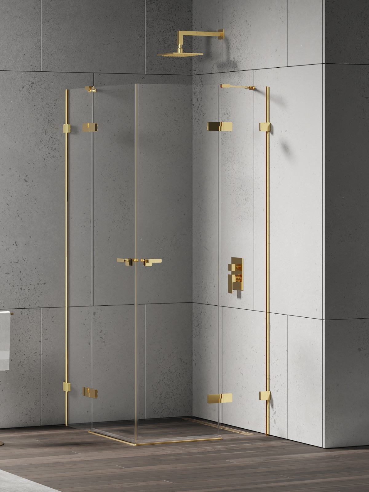 New Trendy Eventa Gold Shine douchecabine 110x80 cm rechthoekig gouden glans/helder glas EXK-4764
