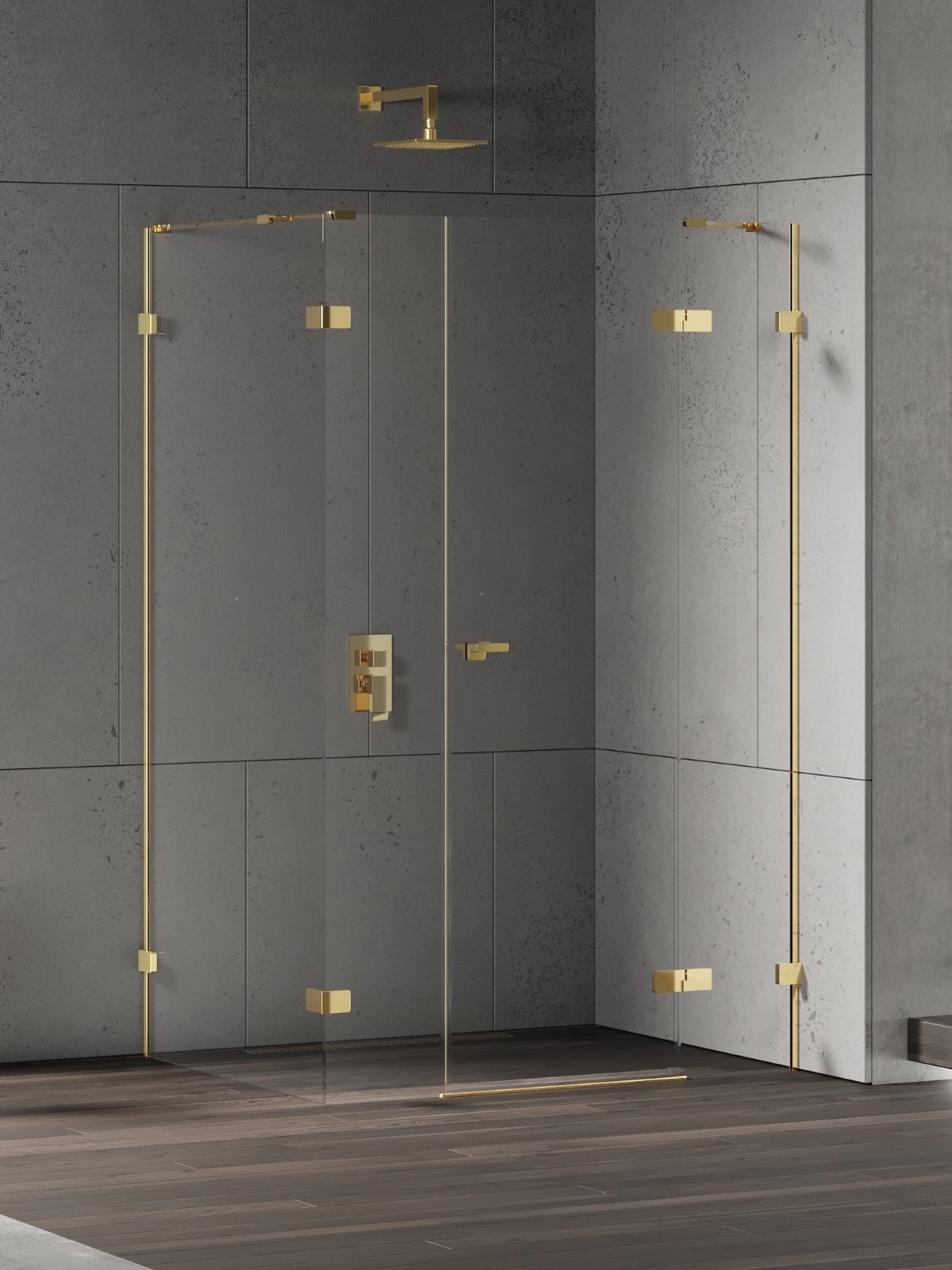 New Trendy Eventa Gold Shine douchecabine 110x90 cm rechthoekig gouden glans/helder glas EXK-4781