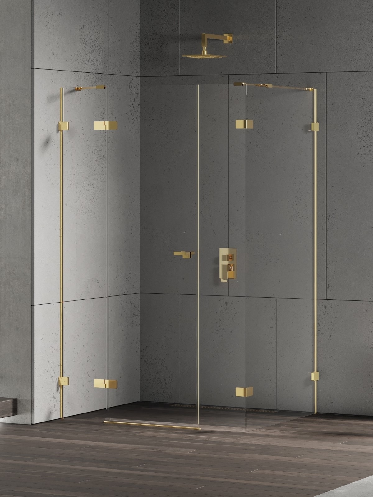 New Trendy Eventa Gold Shine douchecabine 150x90 cm rechthoekig gouden glans/helder glas EXK-4784