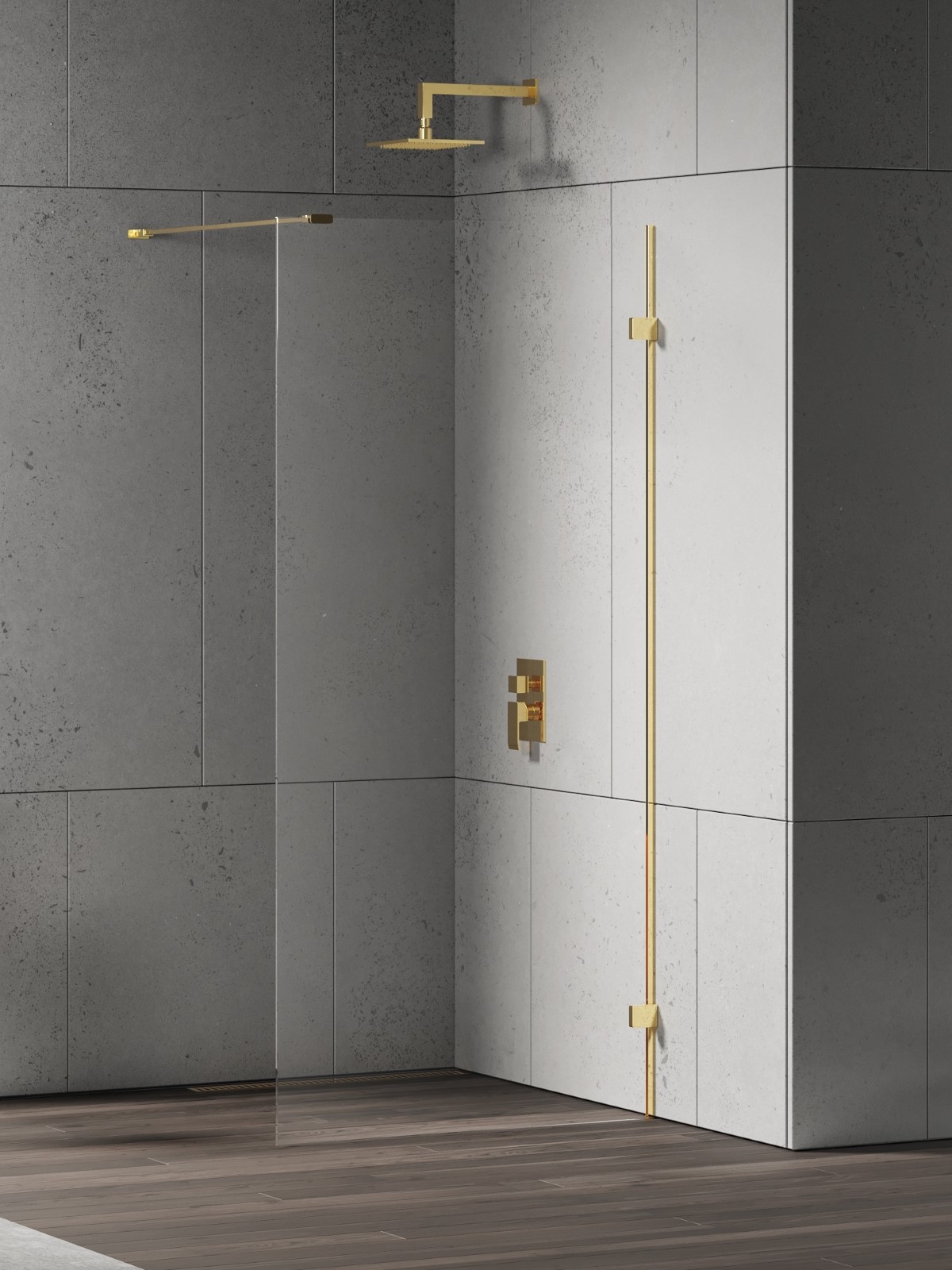 New Trendy Eventa Gold Shine inloopdouchewand 60 cm gouden glans/helder glas EXK-4837
